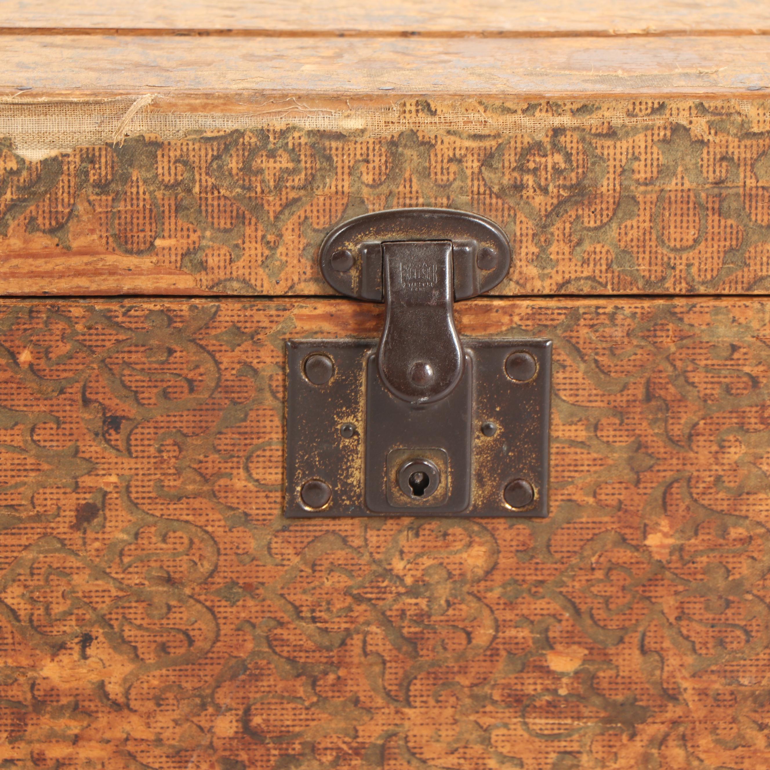 Vintage Hat Box and Miniature Wooden Trunk