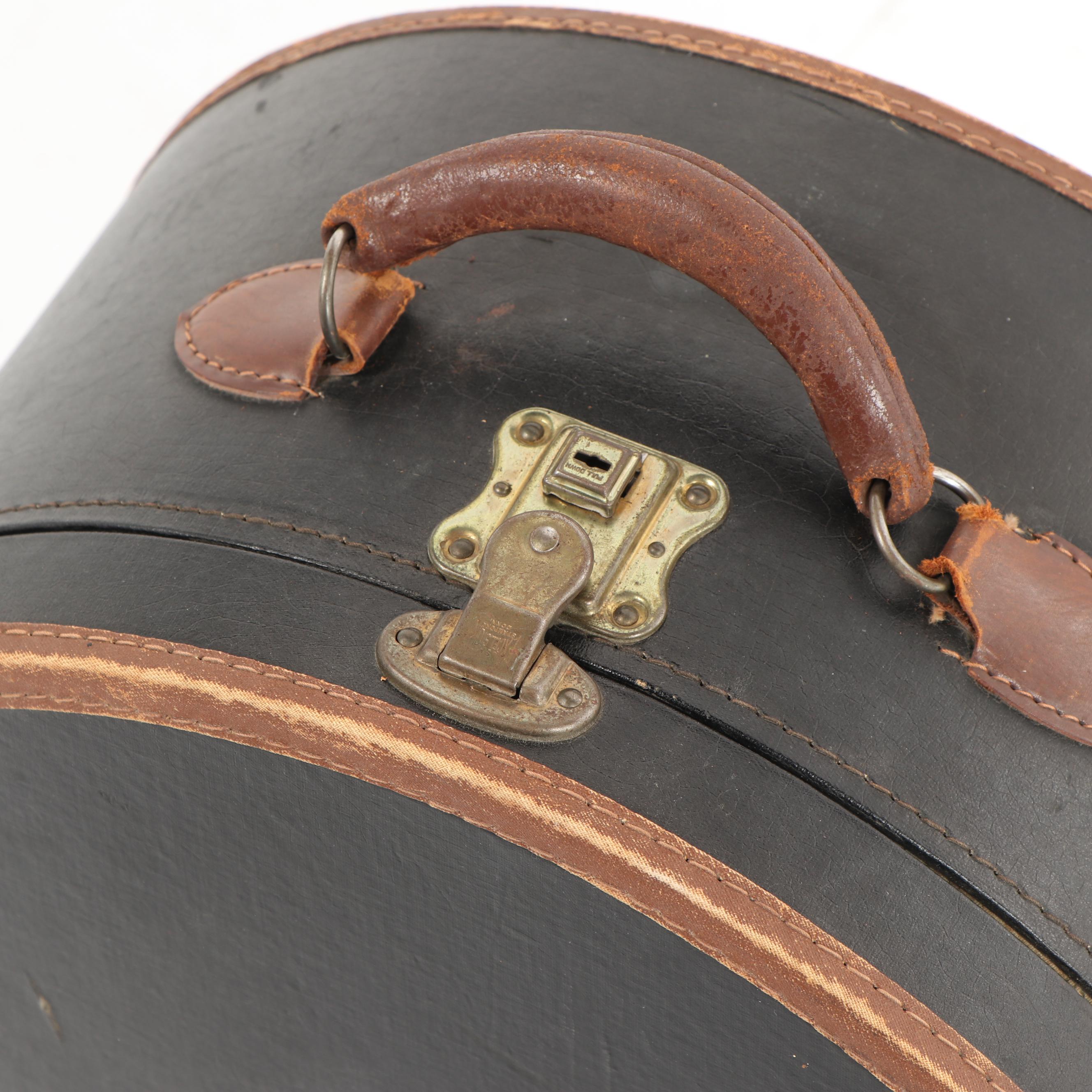 Vintage Hat Box and Miniature Wooden Trunk