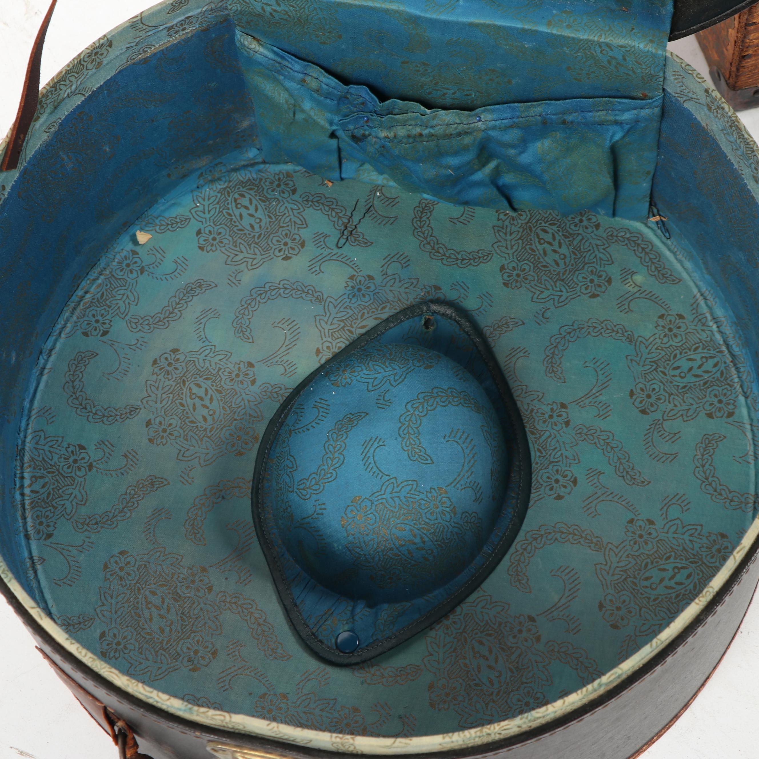 Vintage Hat Box and Miniature Wooden Trunk