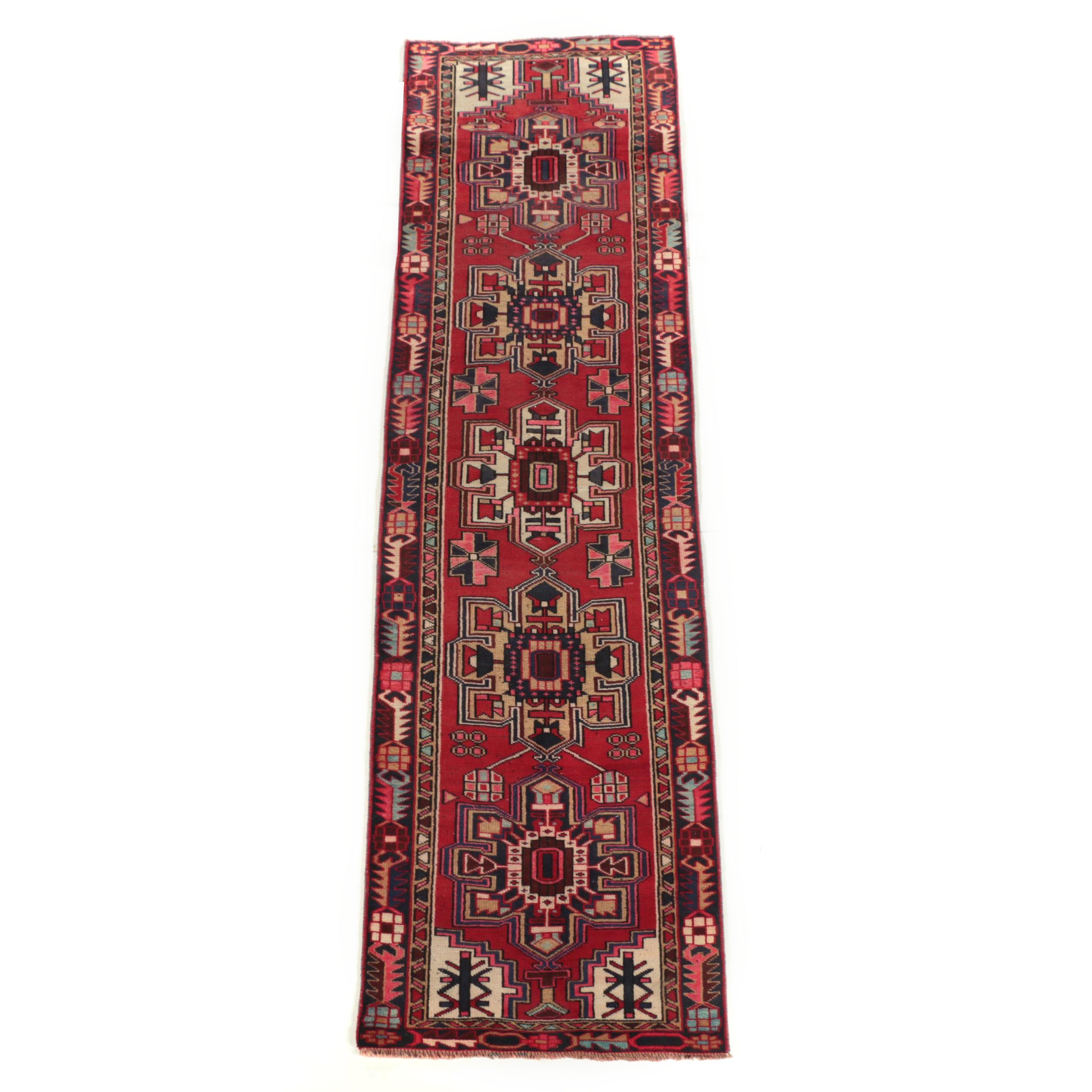 Hand-Knotted Persian Heriz Wool Runner
