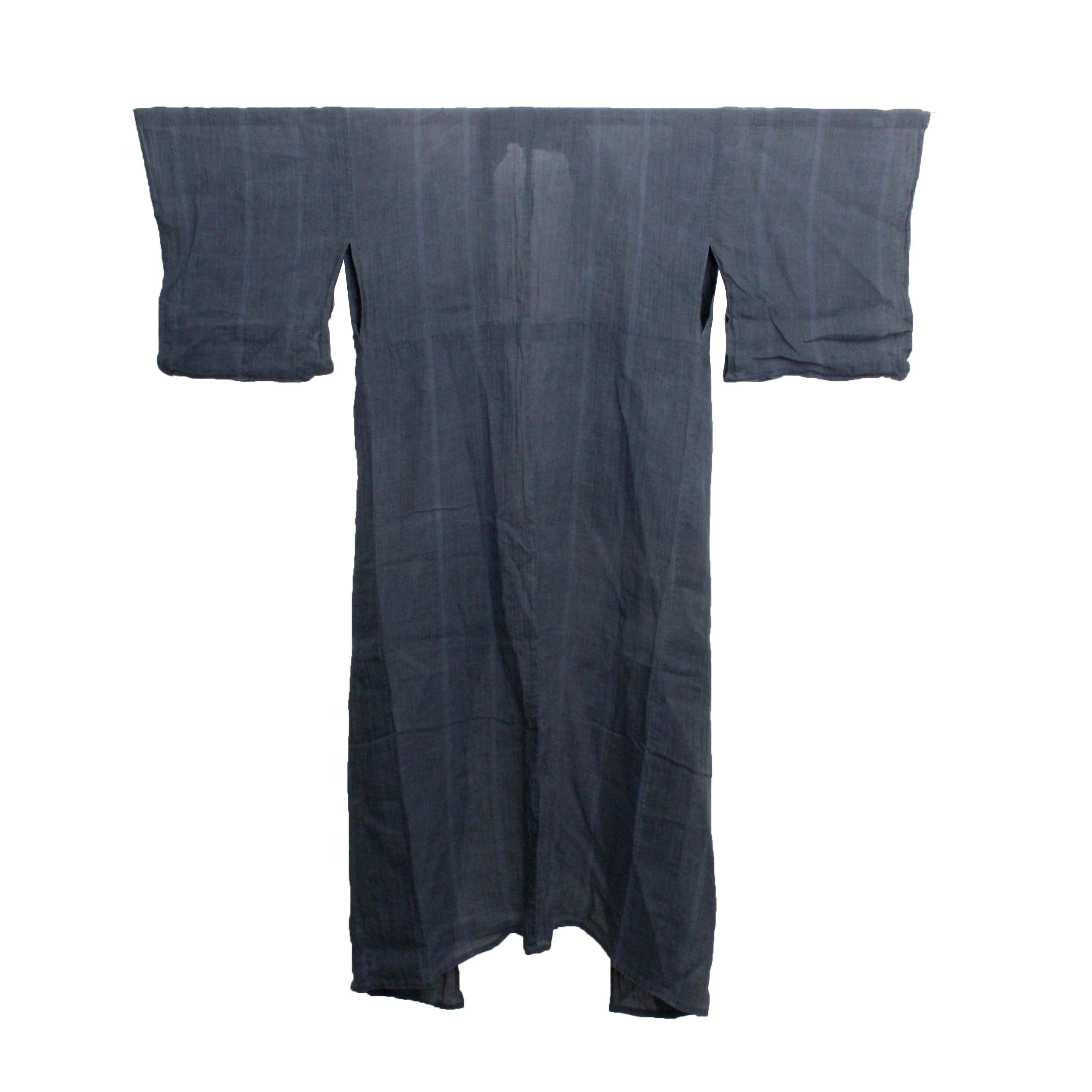 Circa 1900 Antique Handwoven Hemp and Silk Crepe Kosode Kimono