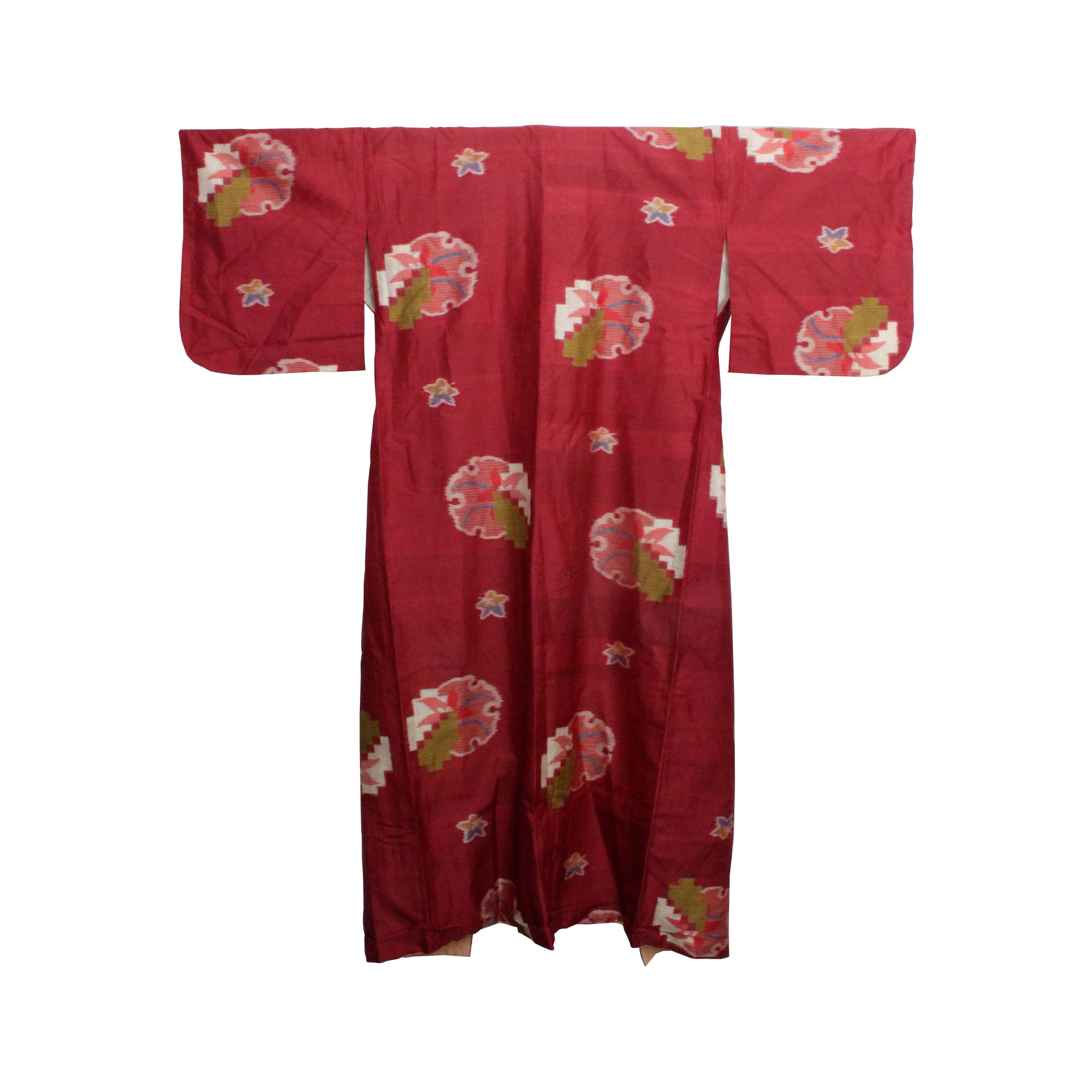 Circa 1910 Antique Handwoven Meisen Silk Kosode Kimono