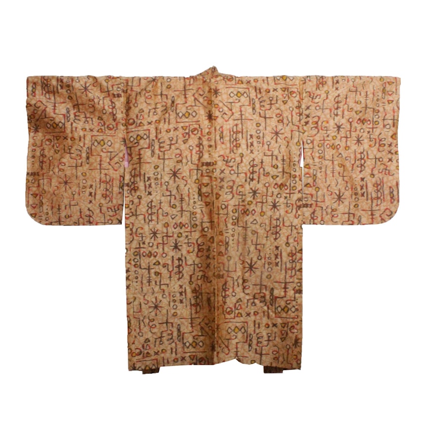Circa 1930s Vintage Handwoven Meisen Silk Haori Jacket