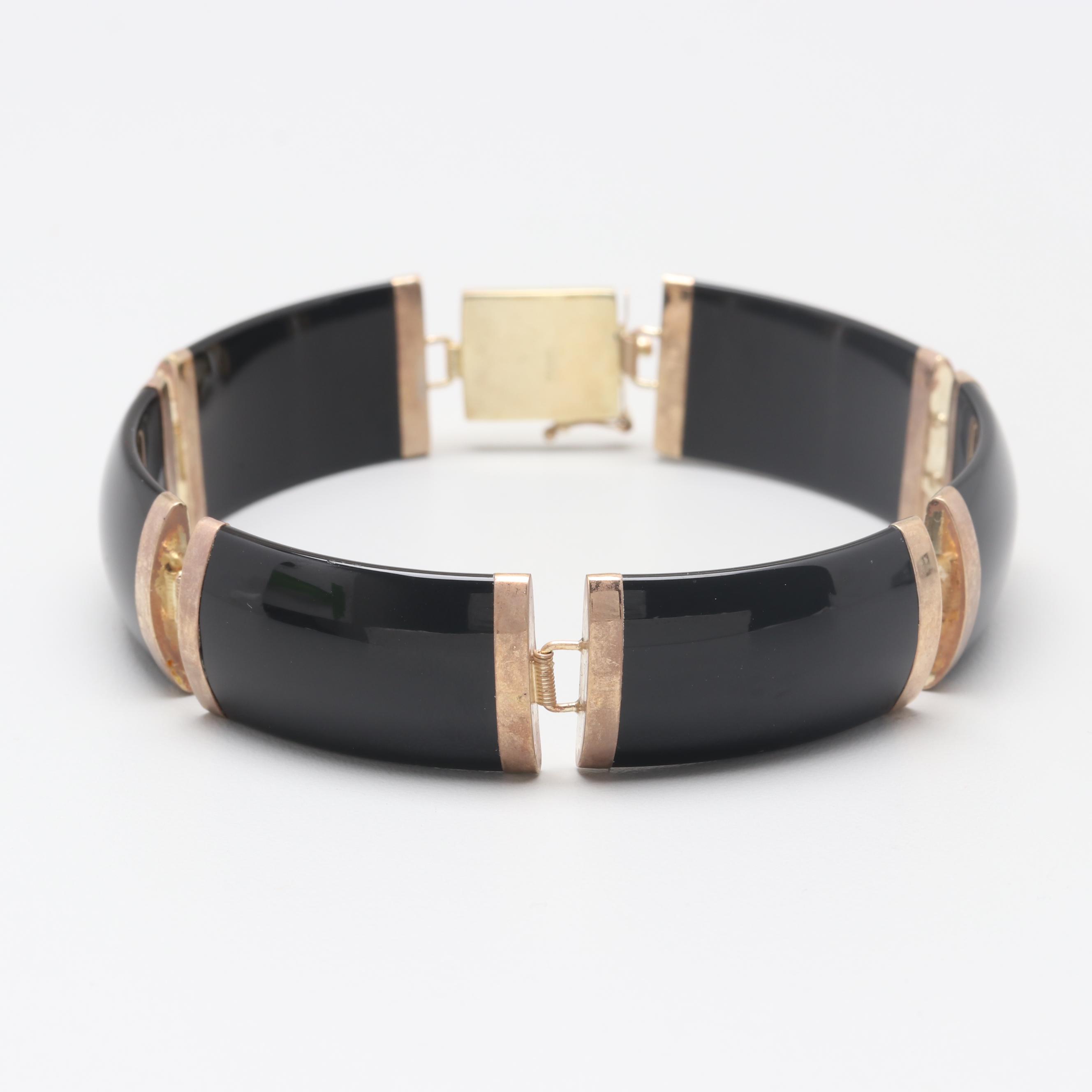 14K Yellow Gold Black Onyx Bracelet