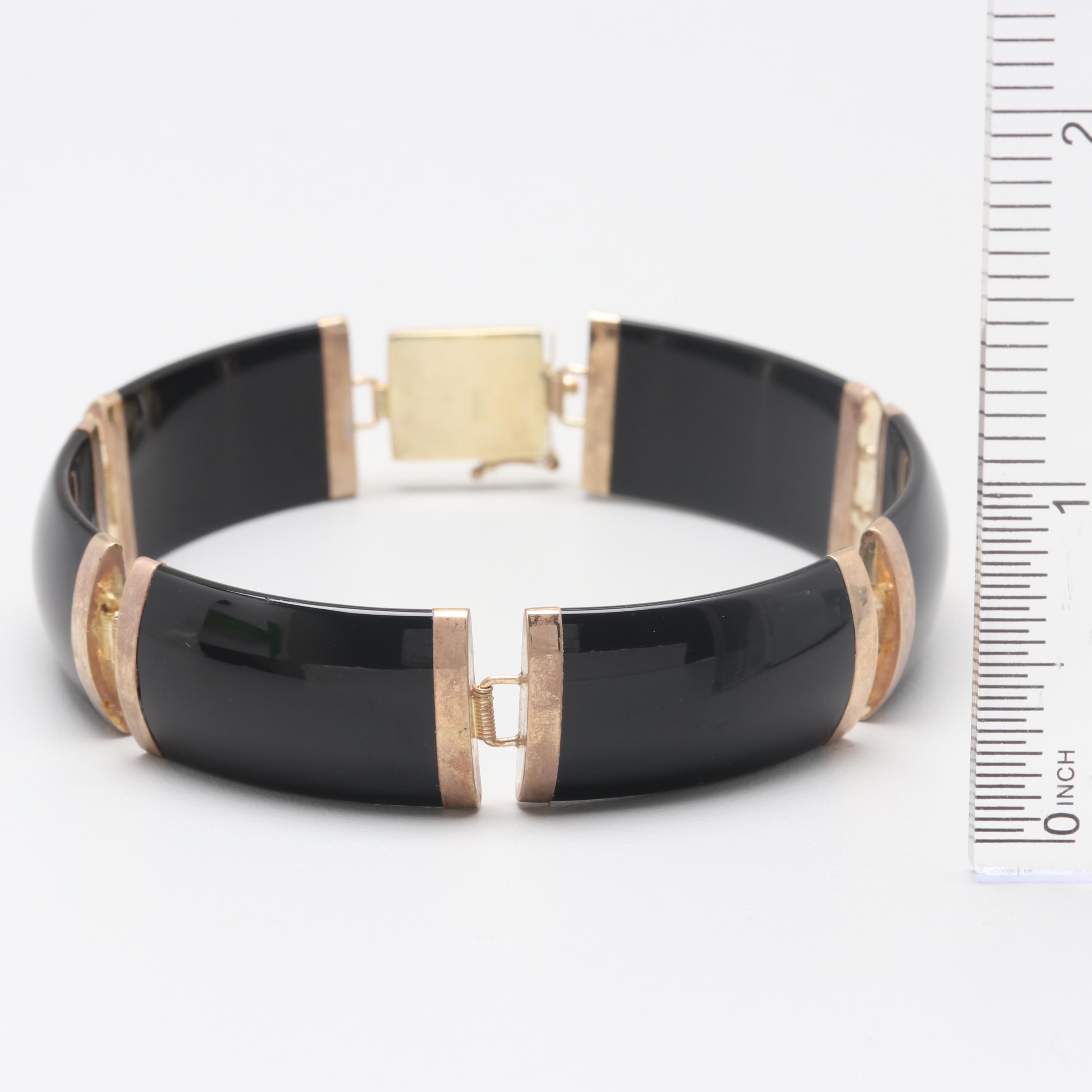 14K Yellow Gold Black Onyx Bracelet