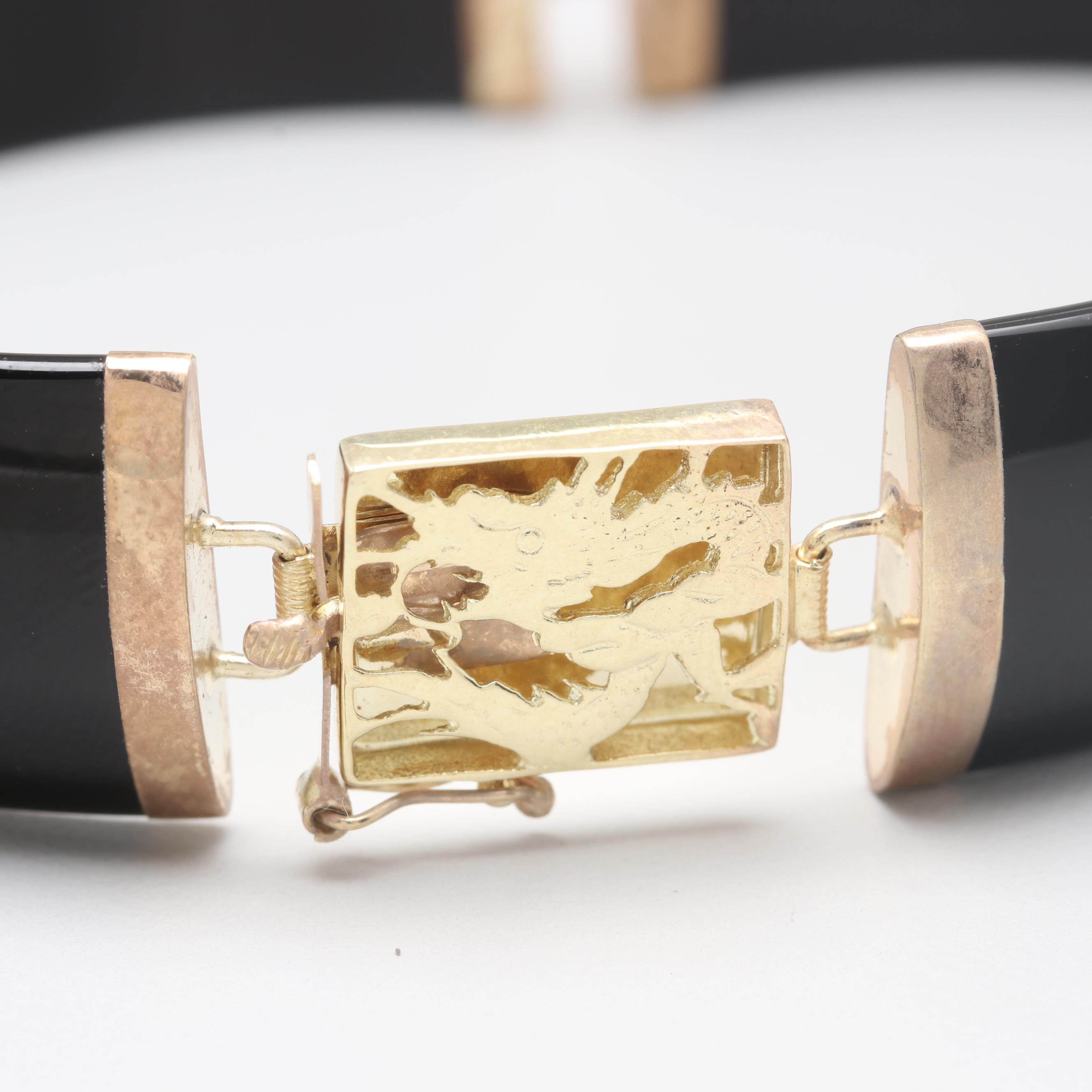 14K Yellow Gold Black Onyx Bracelet