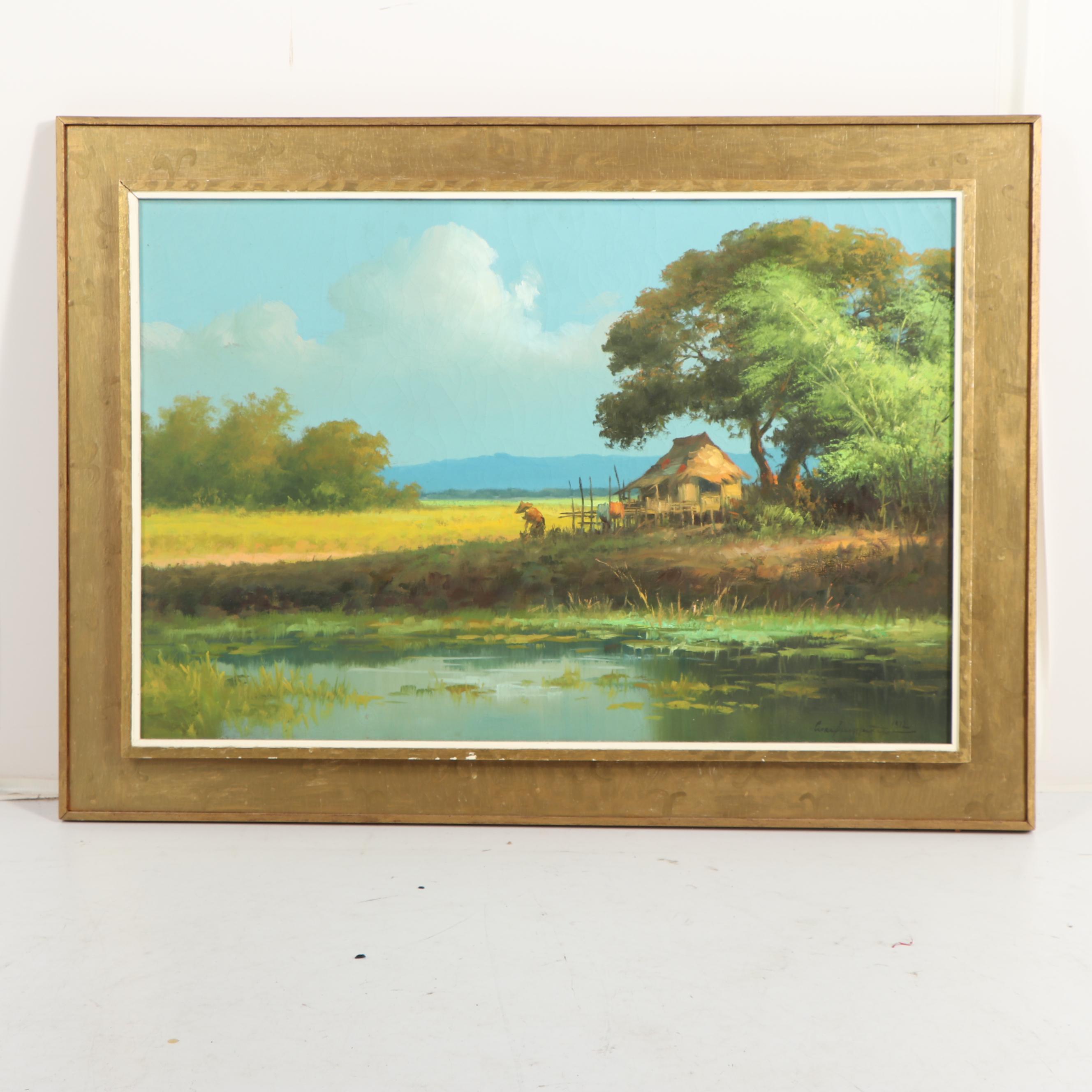 Cesar Buenaventura Oil Painting of a Filipino Farmer