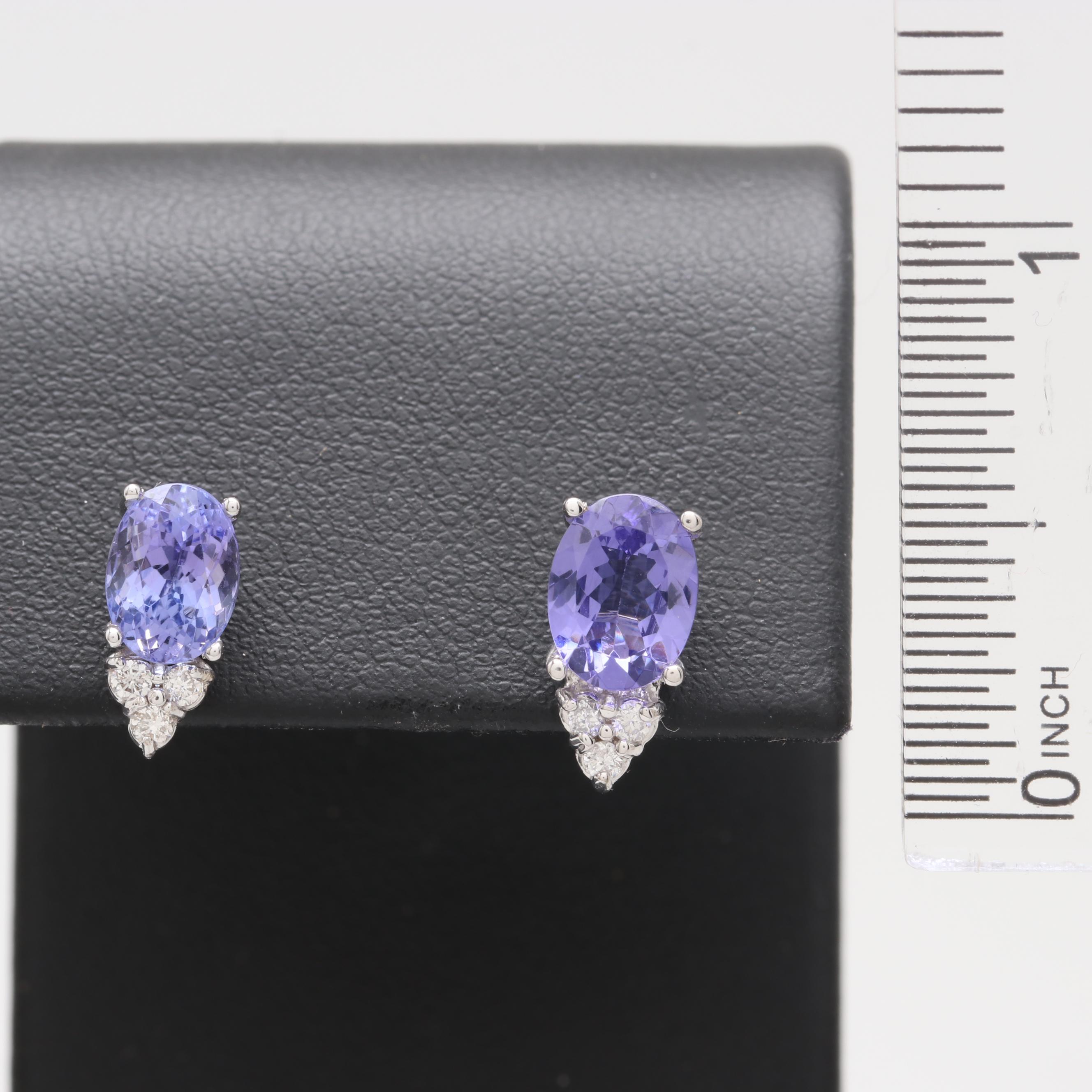 14K White Gold Tanzanite and Diamond Earrings