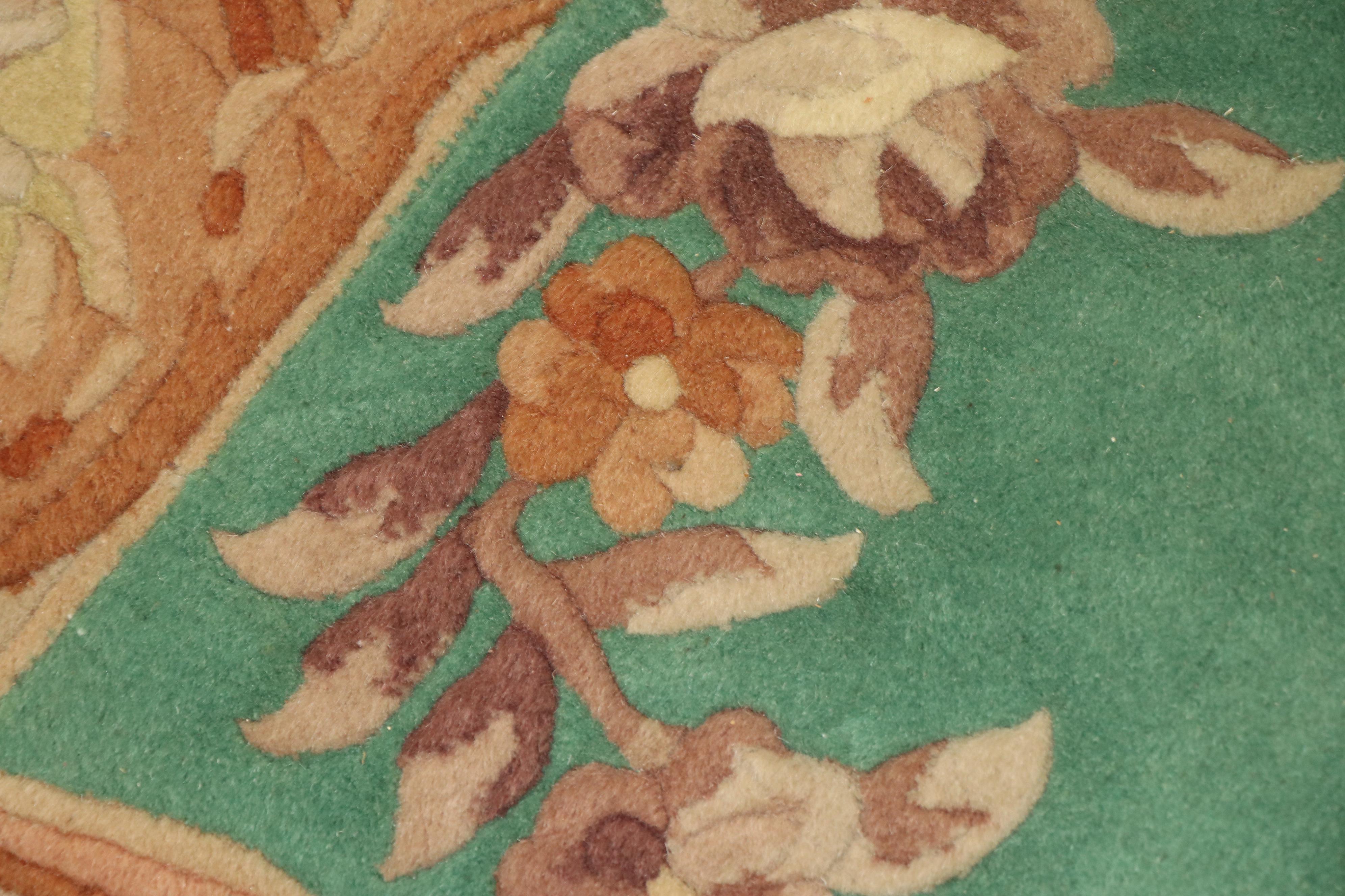 Finely Hand-Knotted Chinese Aubusson Style Carved Wool Rug