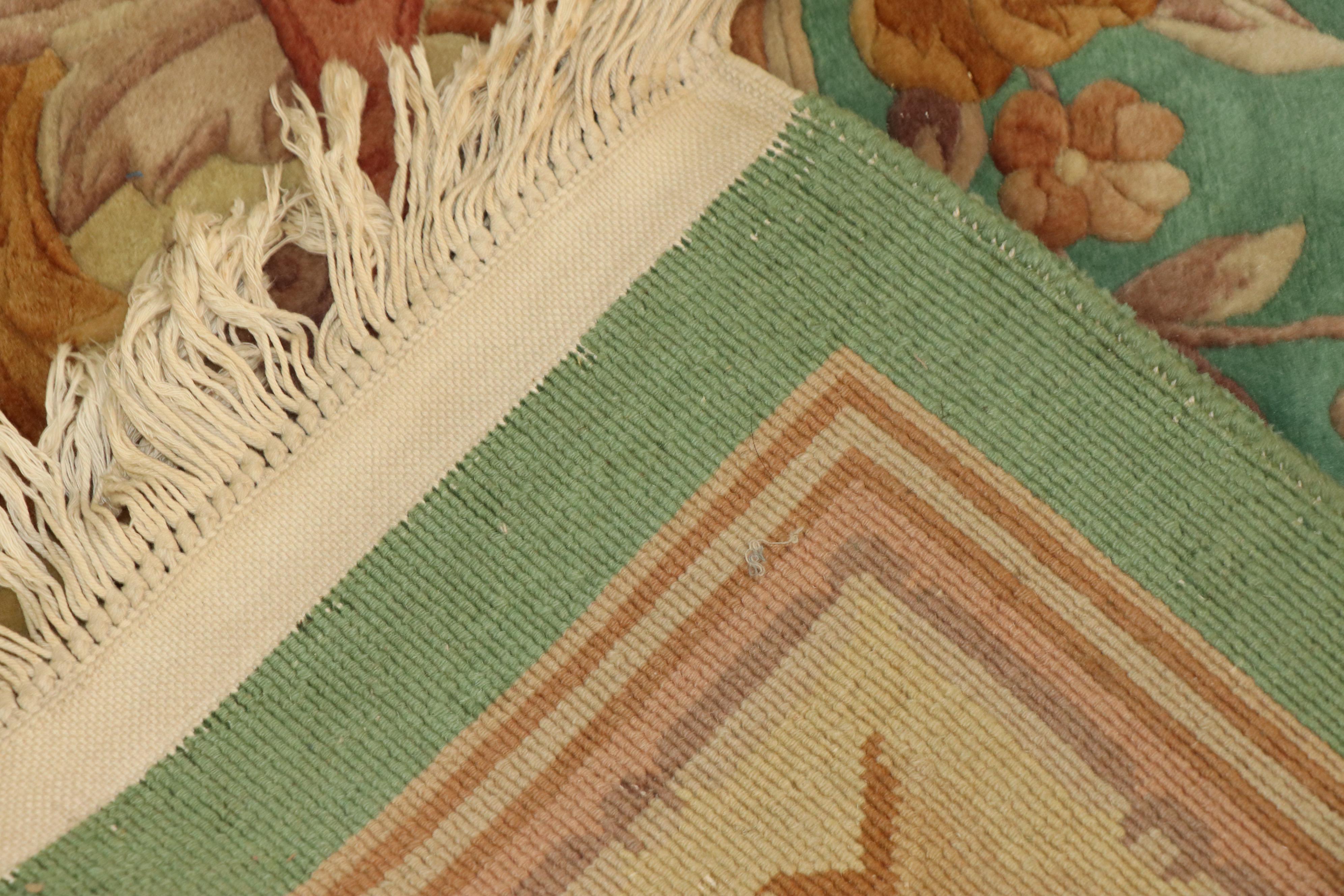 Finely Hand-Knotted Chinese Aubusson Style Carved Wool Rug