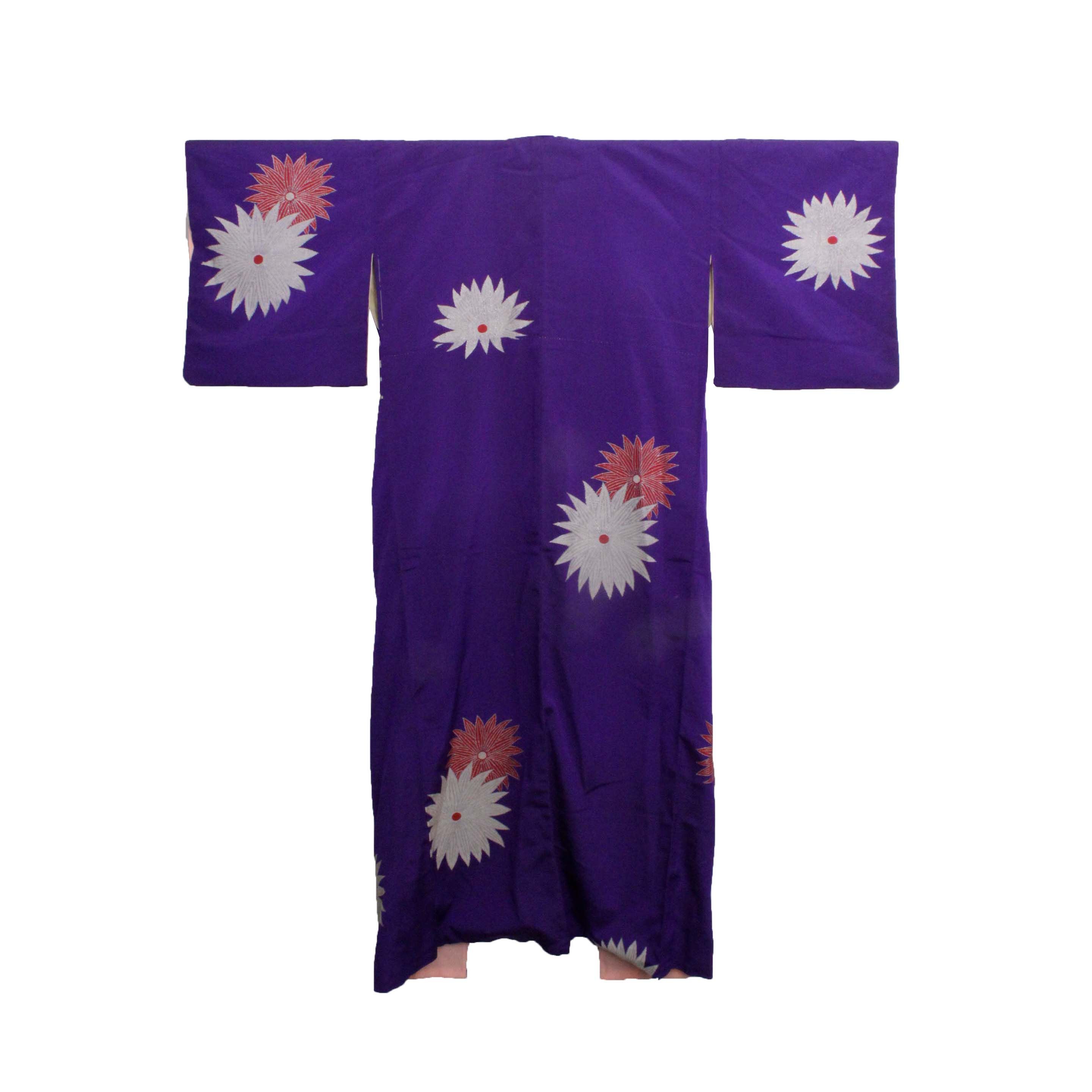 Circa 1930 Vintage Handwoven Omeshi Silk Crepe Kosode Kimono