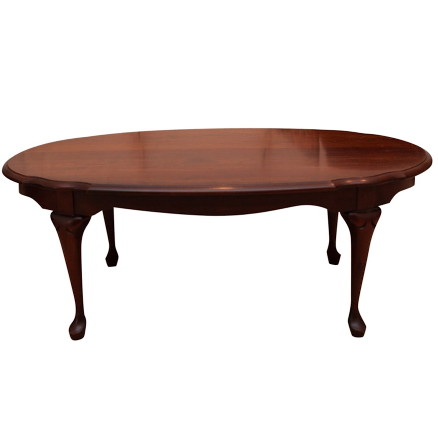 Queen Anne Style Cherry Coffee Table with Mahogany Finish