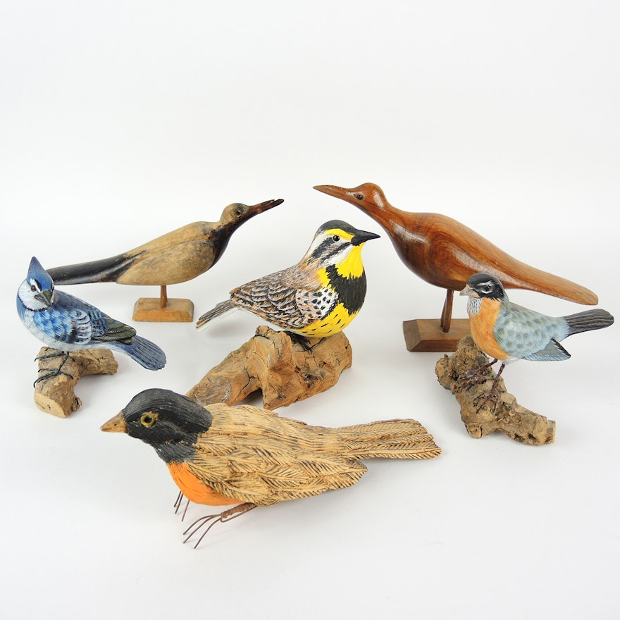 Hand Carved Wooden Birds