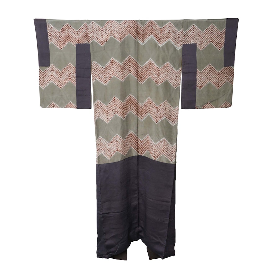 Circa 1870 Patchwork Silk Dounuki Kimono