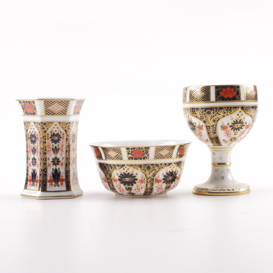 Royal Crown Derby "Old Imari" Bone China Vase and Dishes