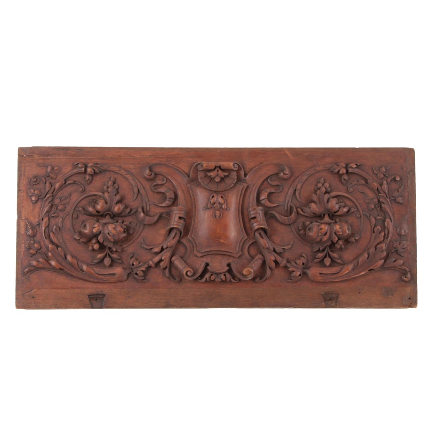 Victorian Renaissance Revival Relief-Carved Walnut Panel, Circa 1880