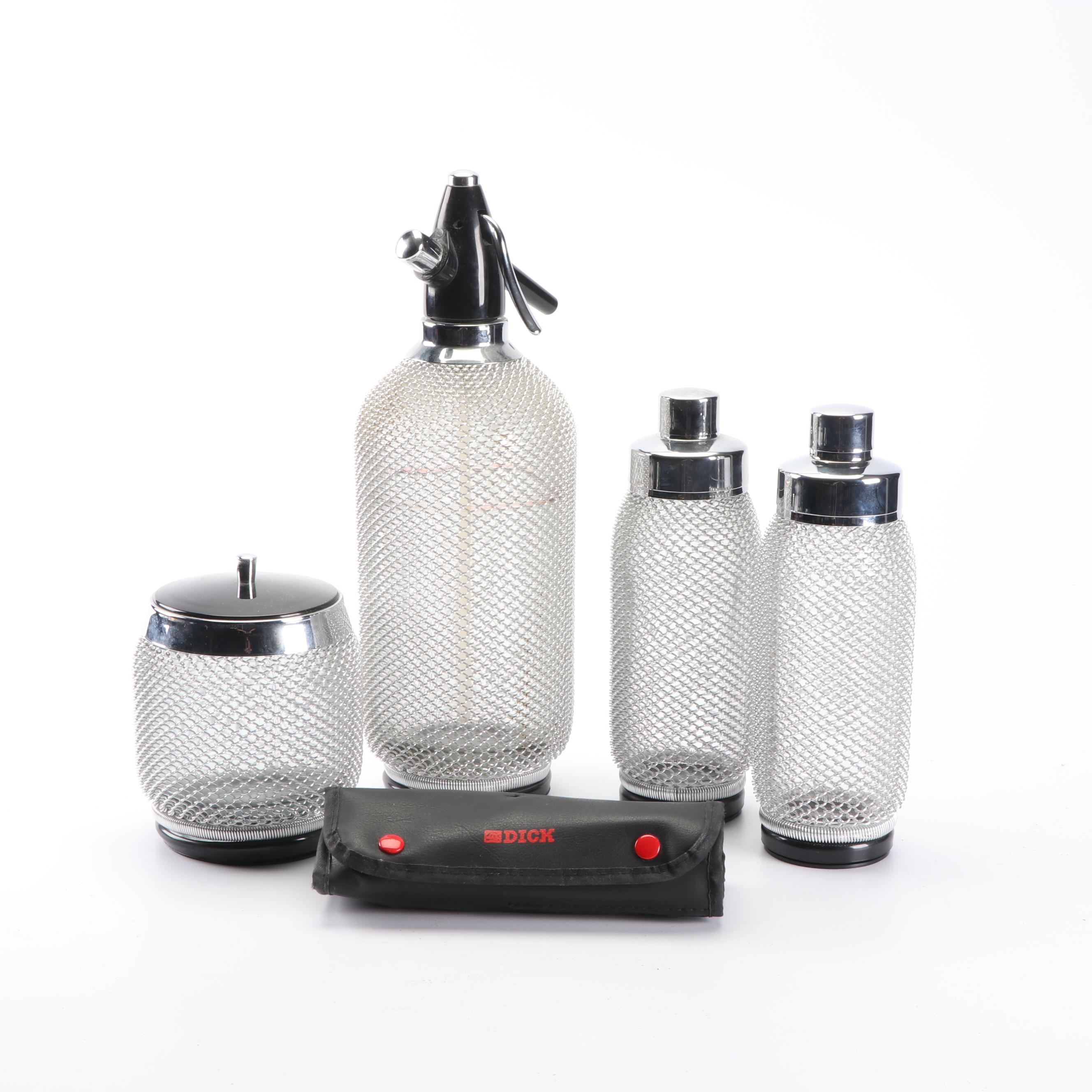 Chain Link Accented Bar Accessories with F. Dick Garnish Set