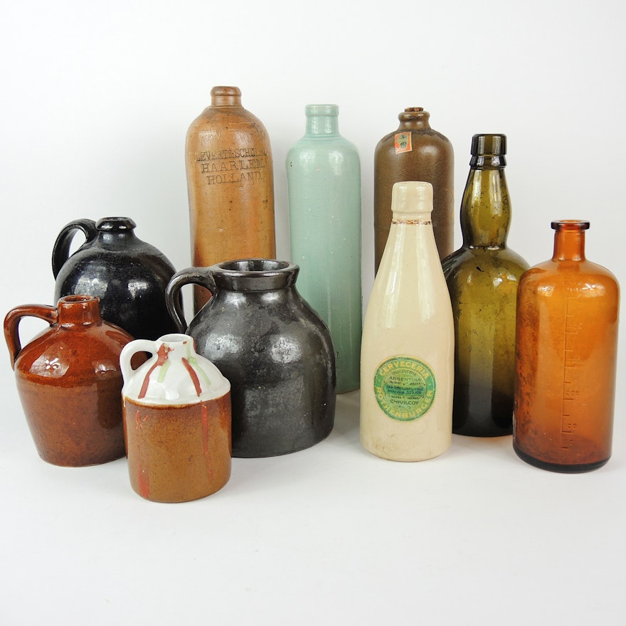 Stoneware Beer Bottles, Mineral Water Bottles, Jugs, and More