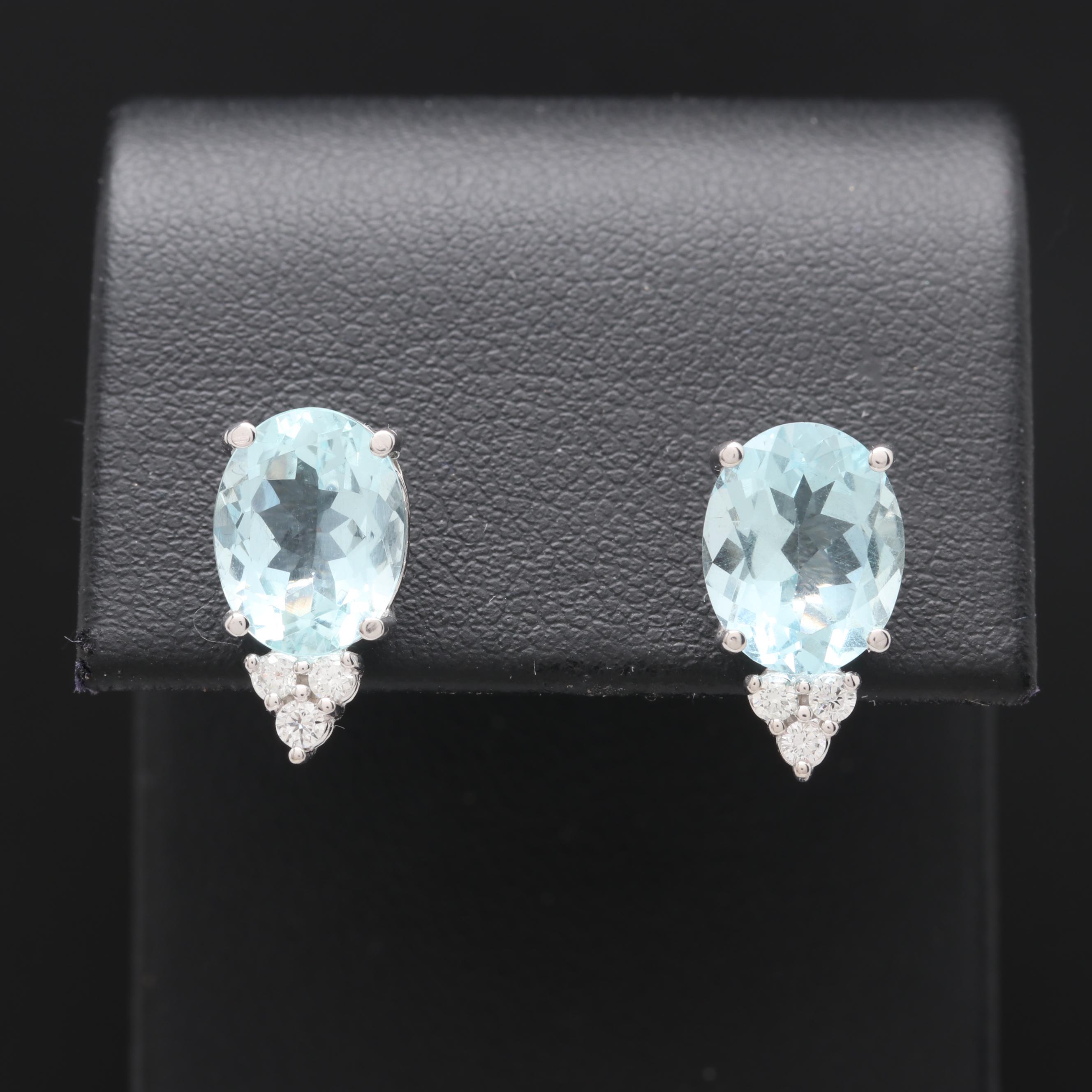 14K White Gold Aquamarine and Diamond Ring