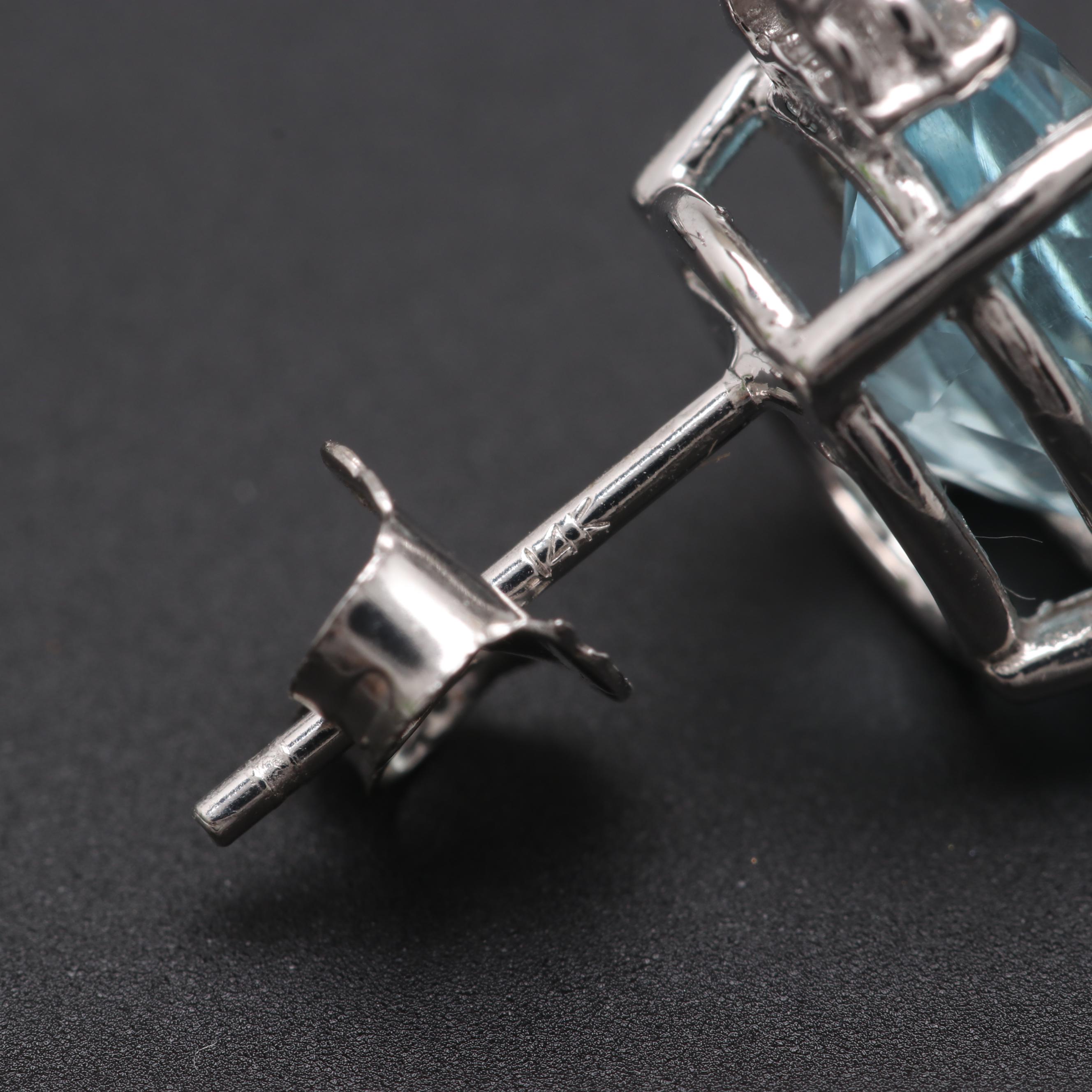 14K White Gold Aquamarine and Diamond Ring