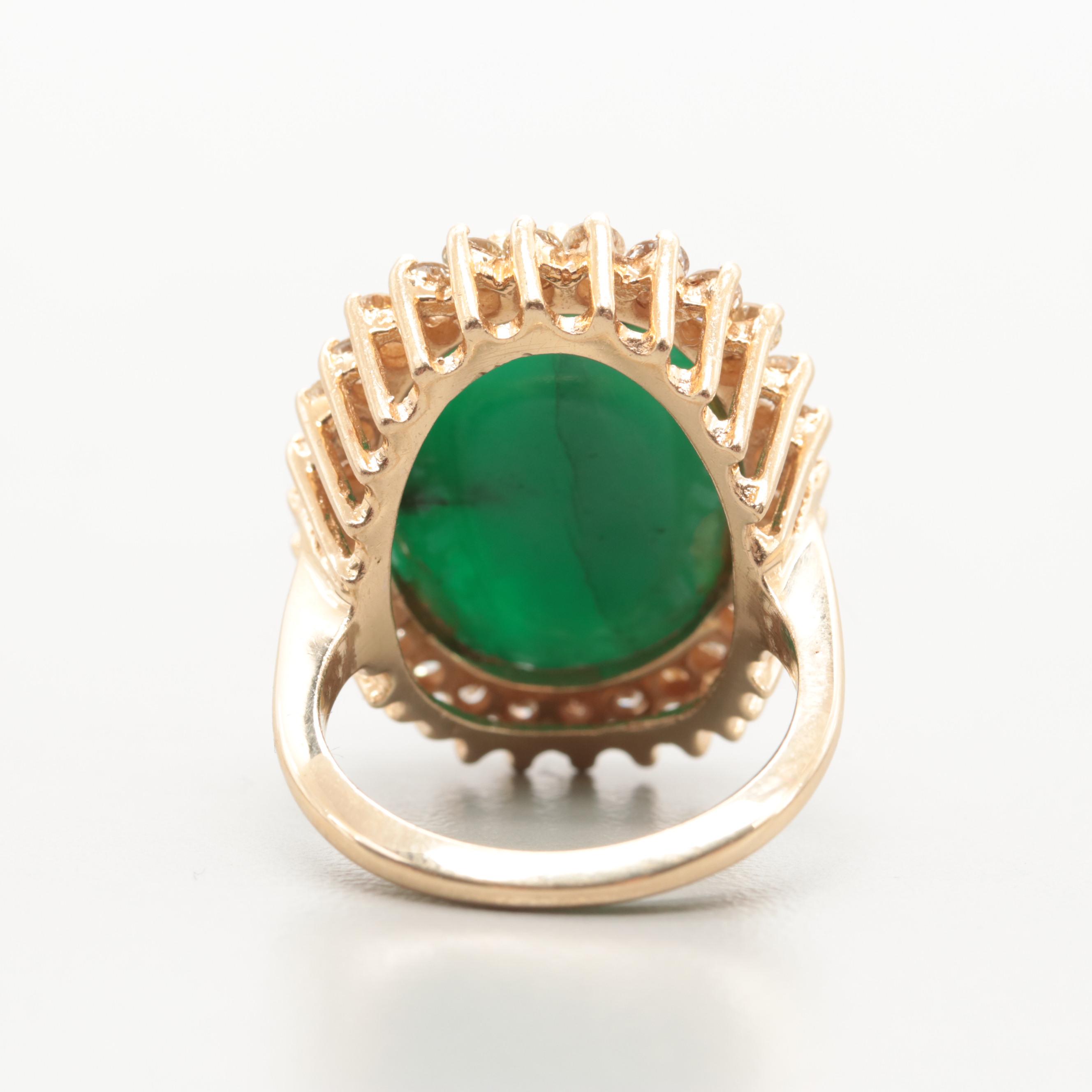 14K Yellow Gold Emerald and 1.68 CTW Diamond Ring