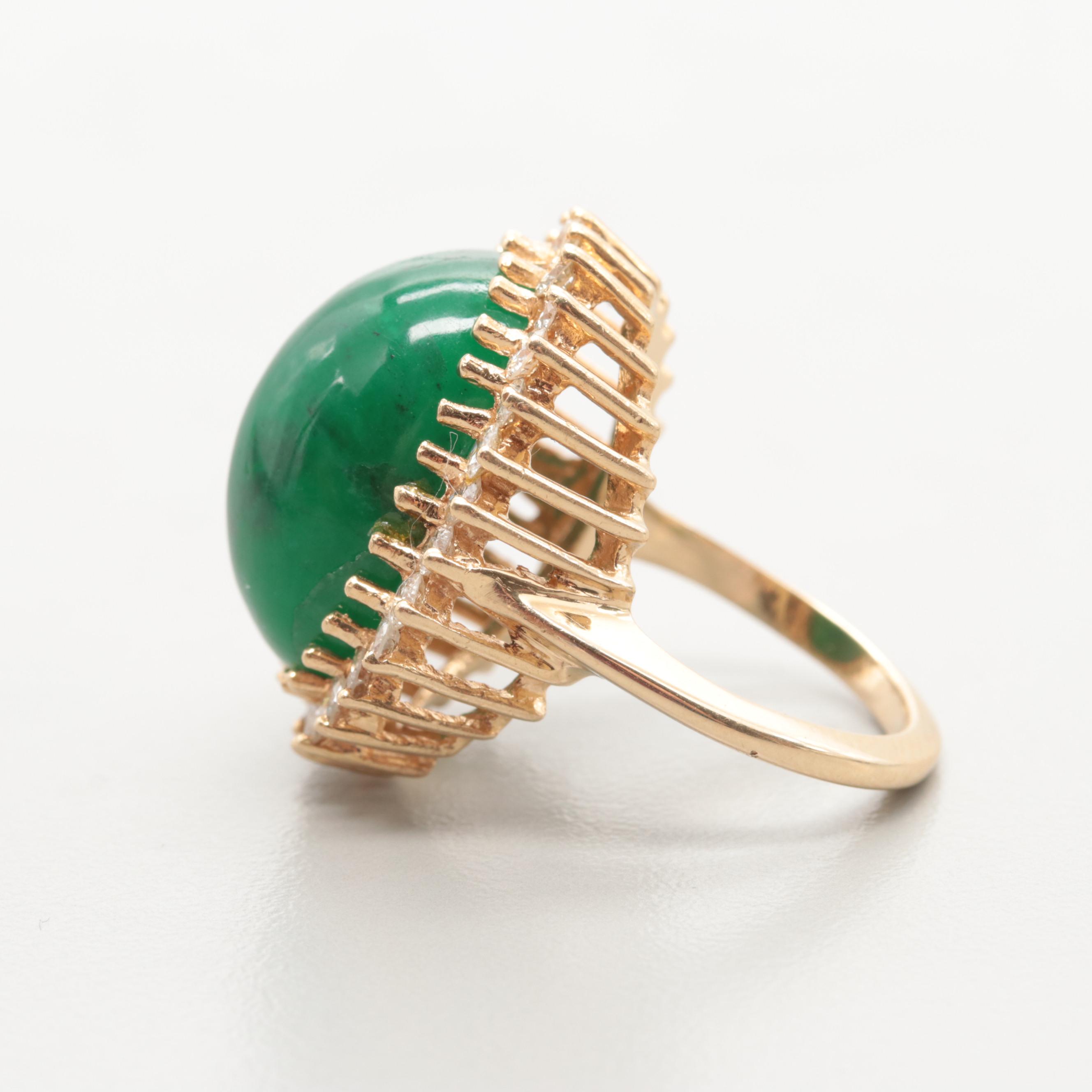 14K Yellow Gold Emerald and 1.68 CTW Diamond Ring