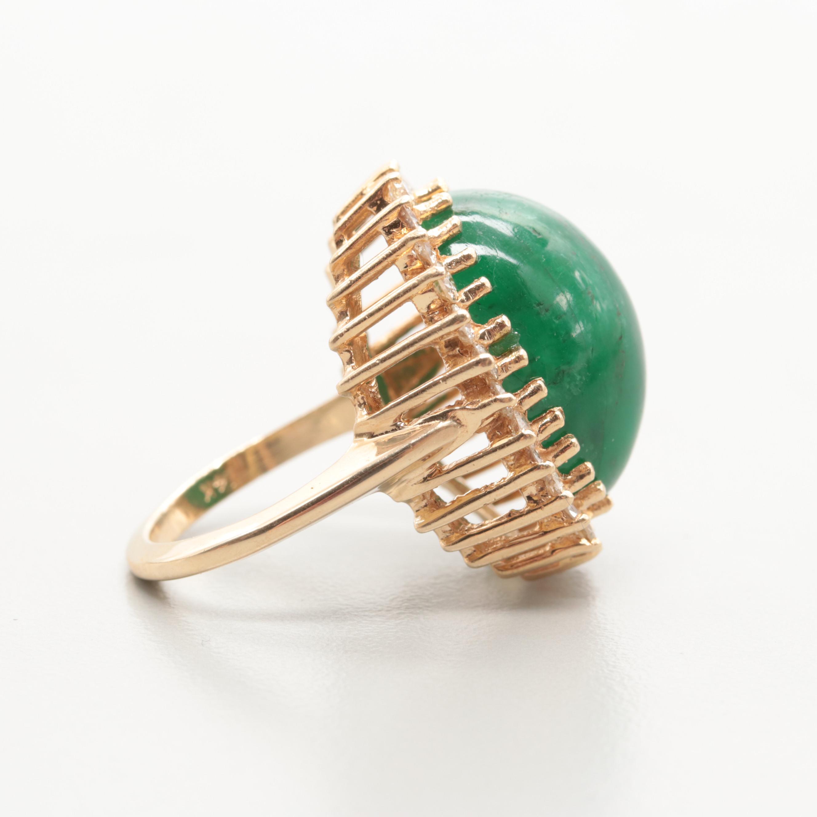 14K Yellow Gold Emerald and 1.68 CTW Diamond Ring