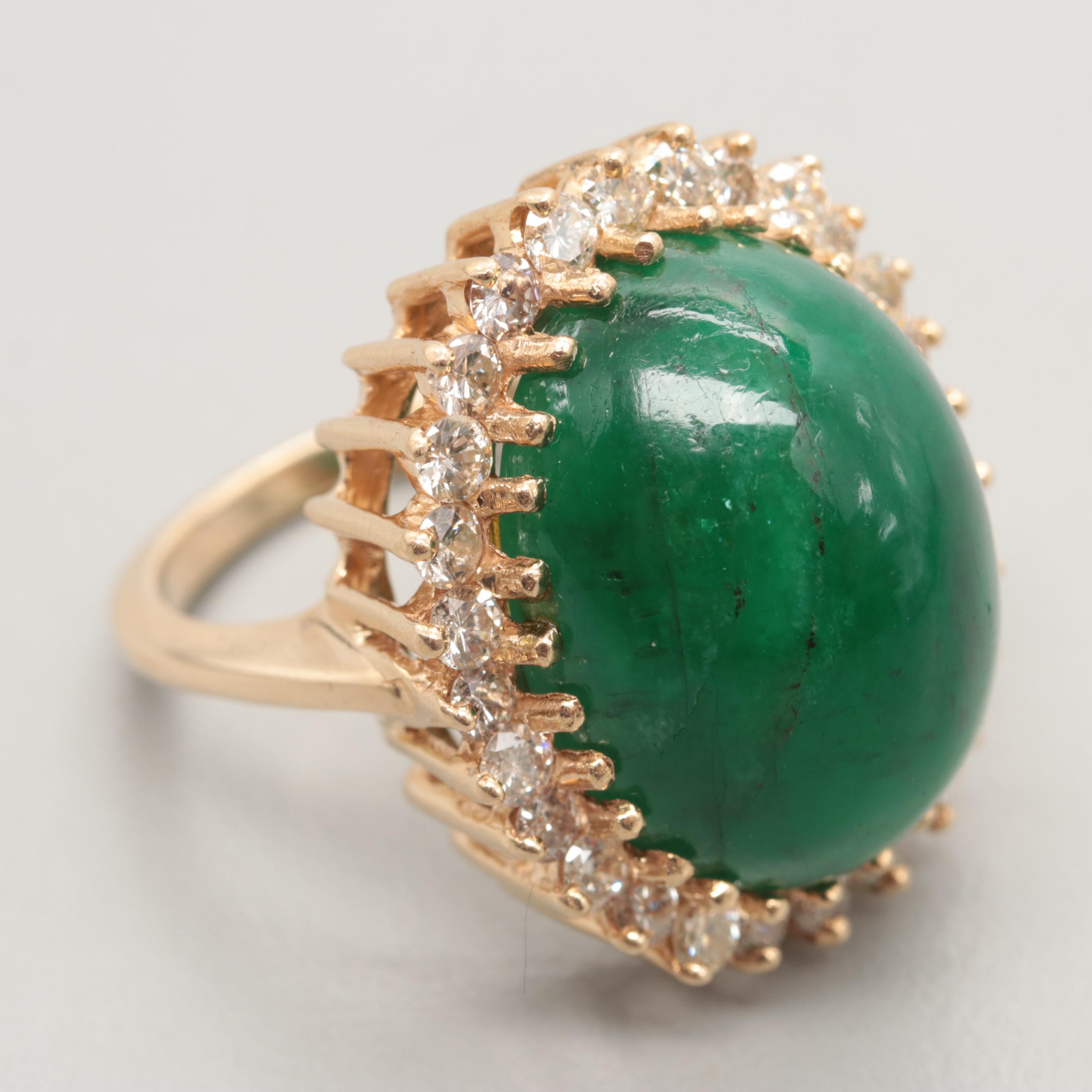 14K Yellow Gold Emerald and 1.68 CTW Diamond Ring