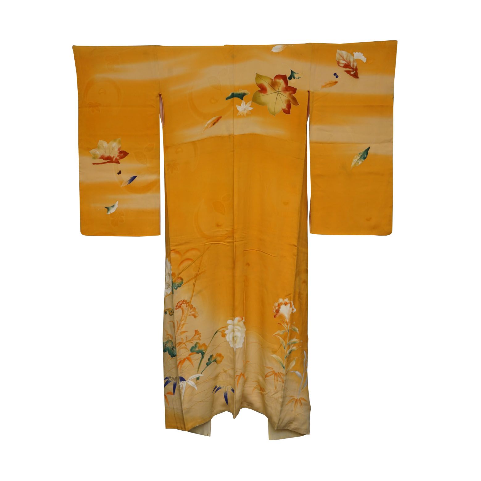 Circa 1880 Antique Handwoven Silk Crepe Furisode Kimono