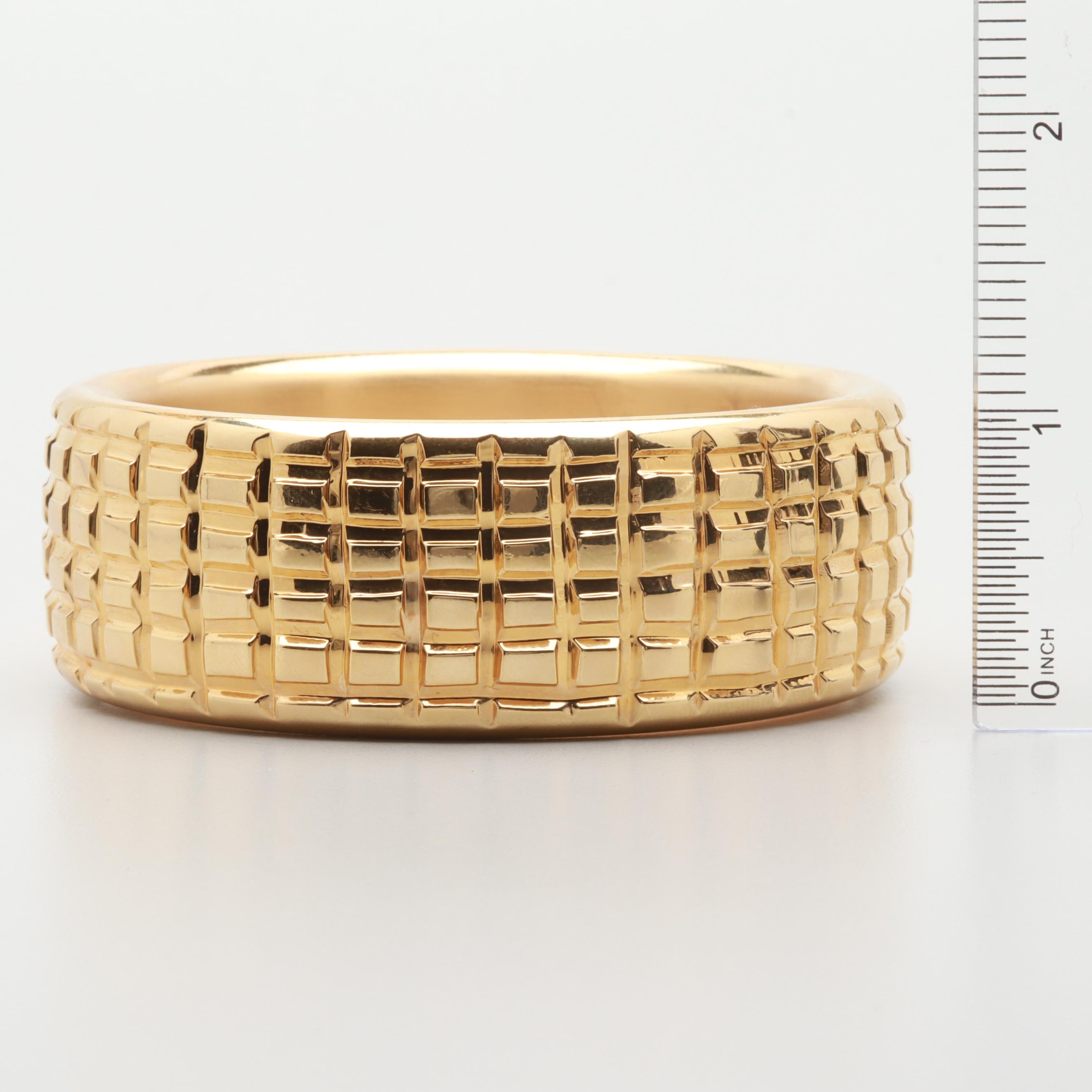 Milor Italy 14K Yellow Gold Textured Bangle