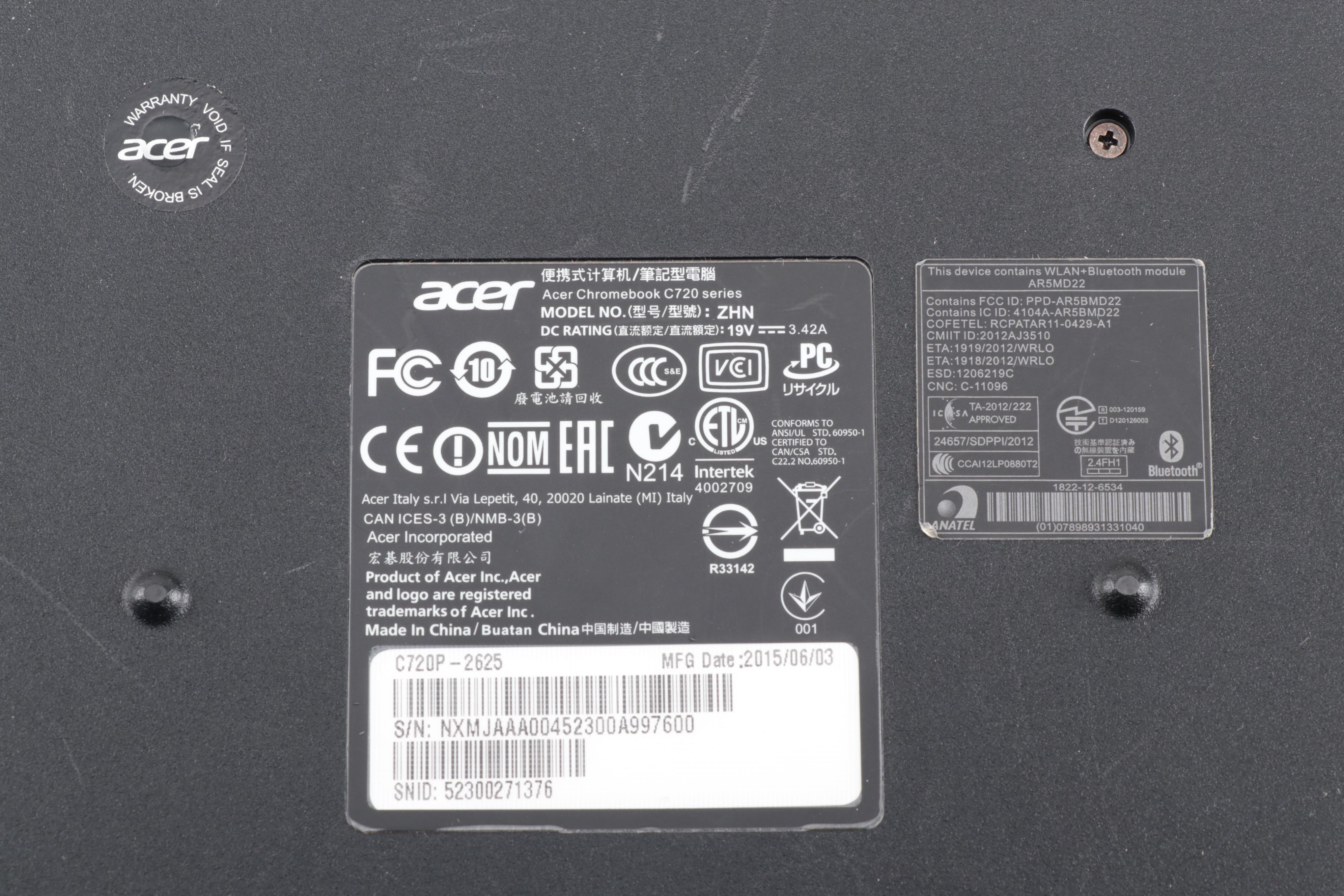 Acer Chromebook Laptop Computer with Touchscreen Display