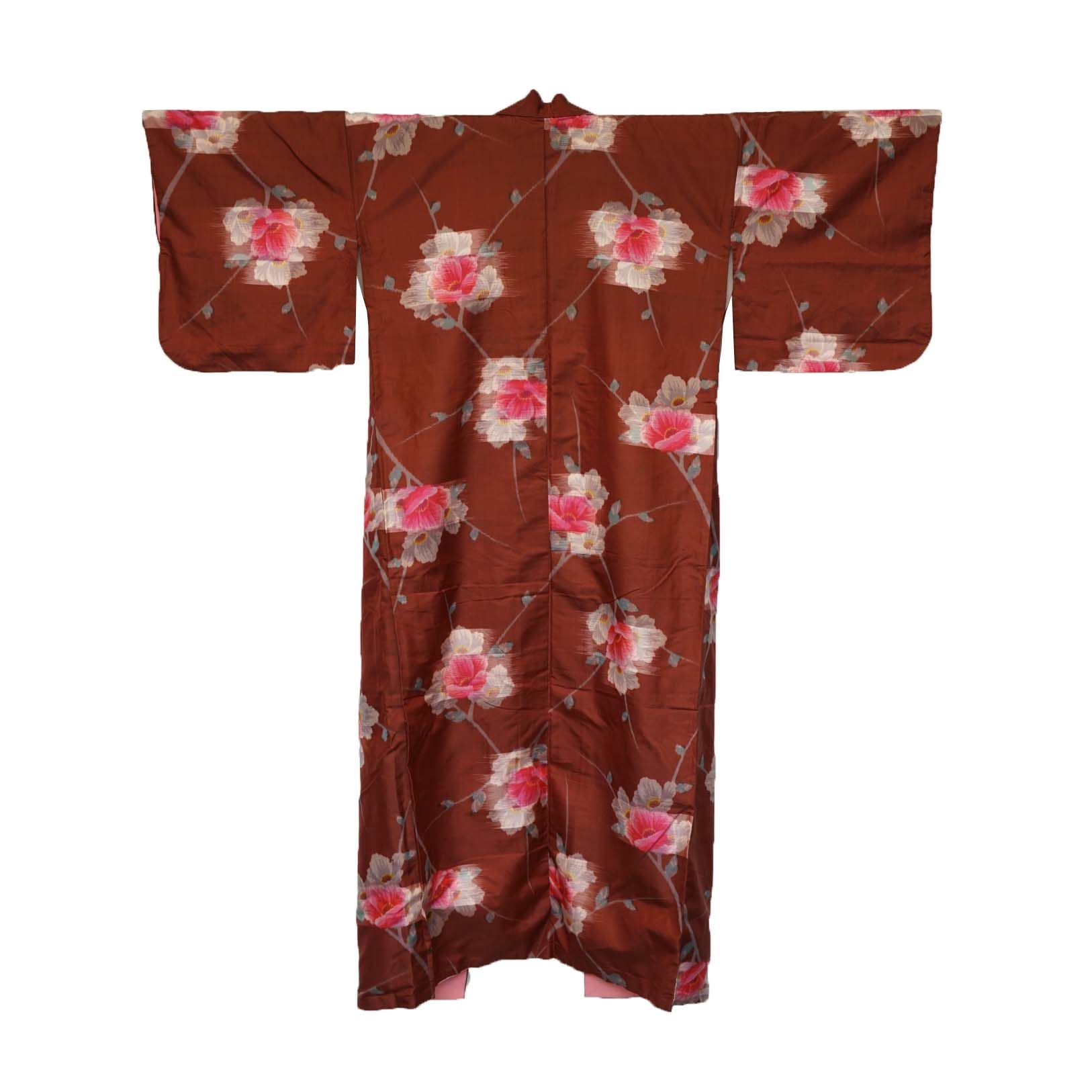 Circa 1880 Antique Handwoven Kasuri Ikat Silk Kosode Kimono