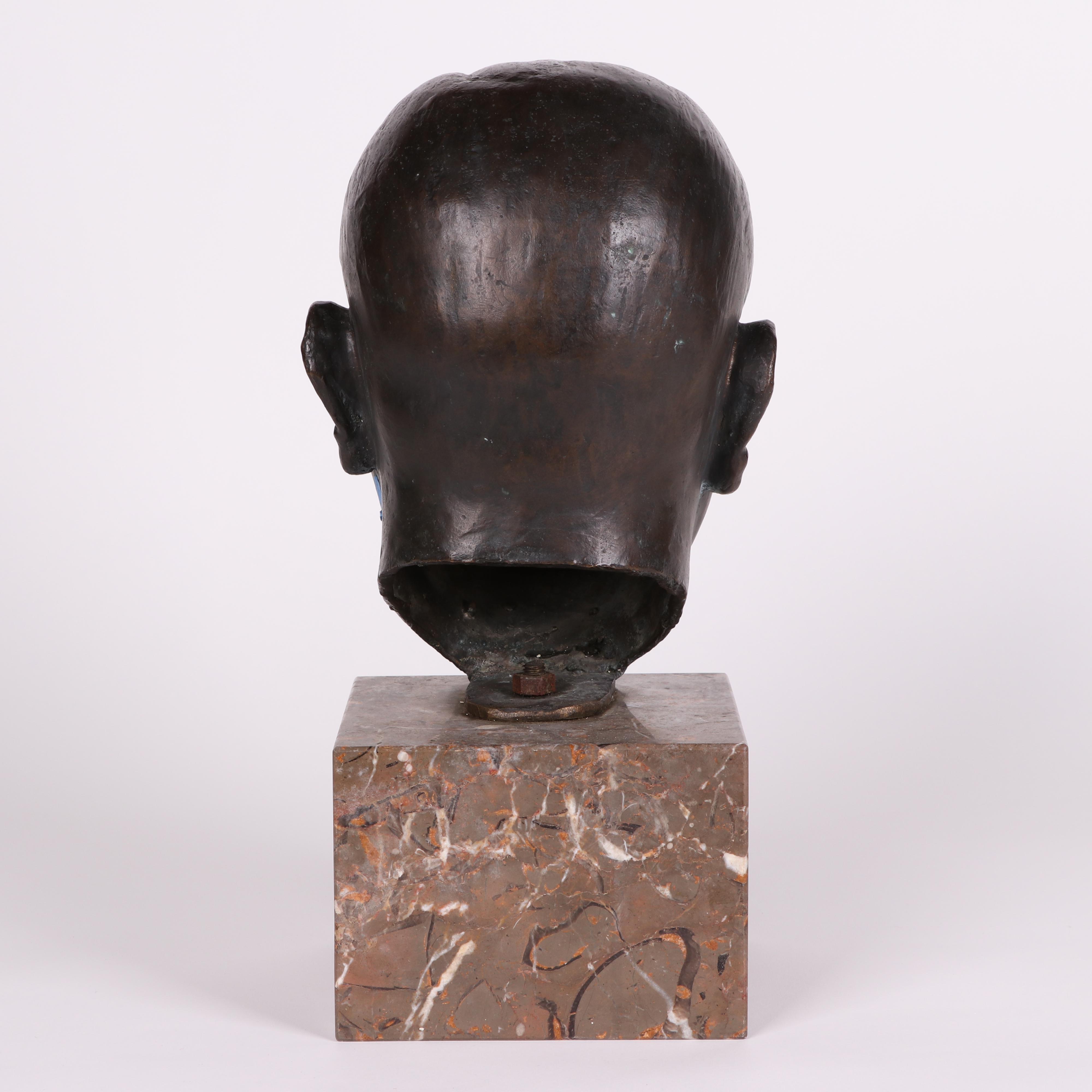 J. Santiago Bronze Bust on Stone Base