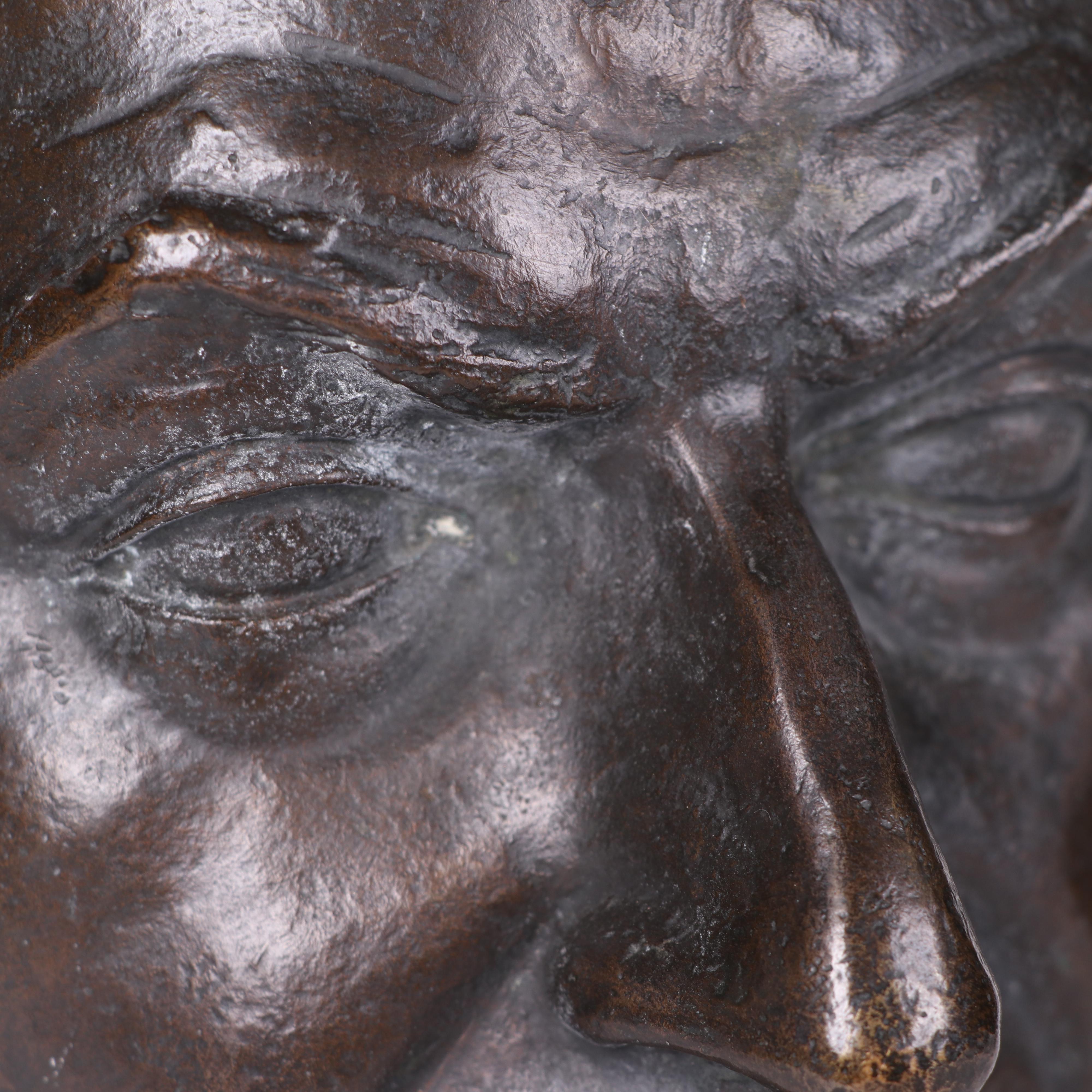 J. Santiago Bronze Bust on Stone Base