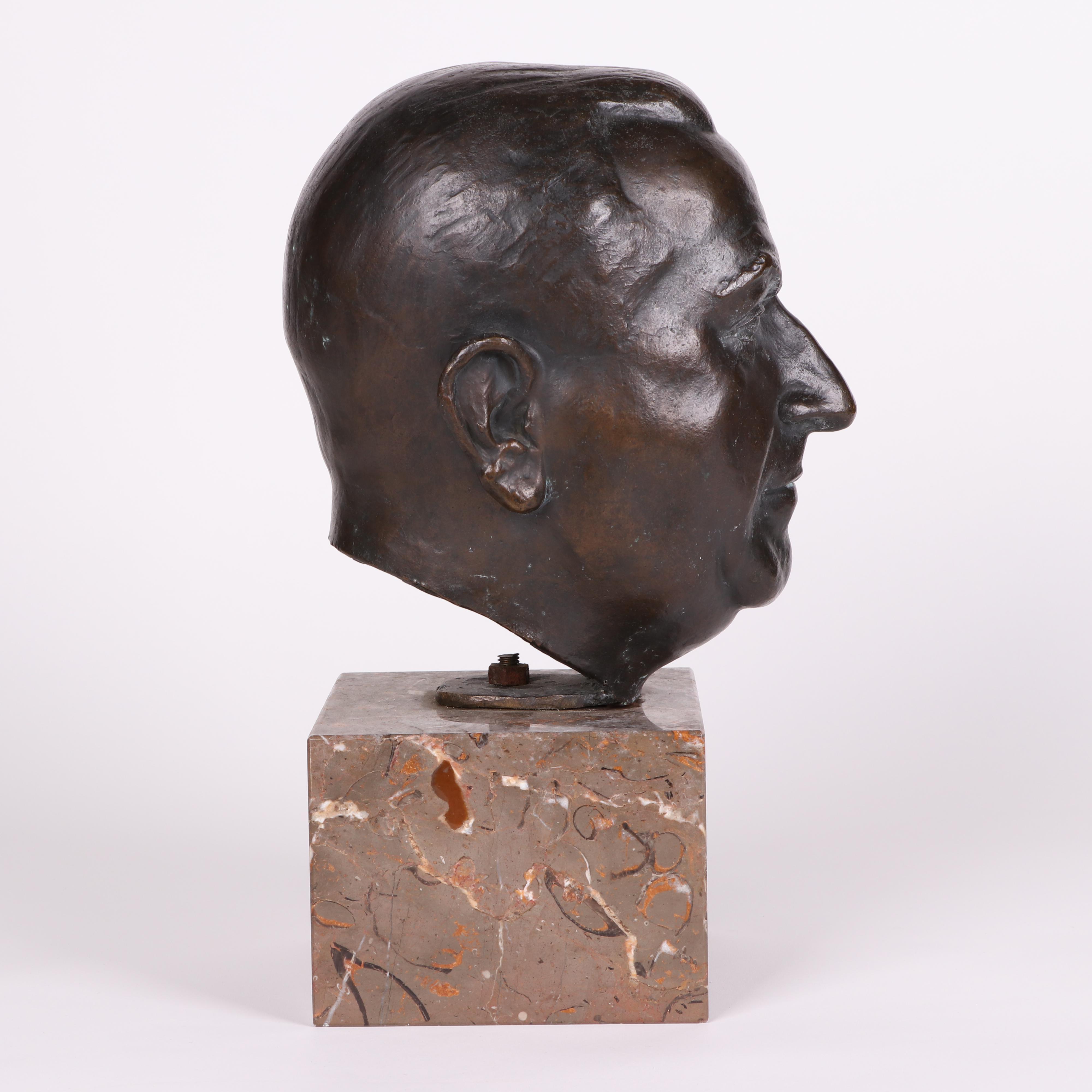 J. Santiago Bronze Bust on Stone Base