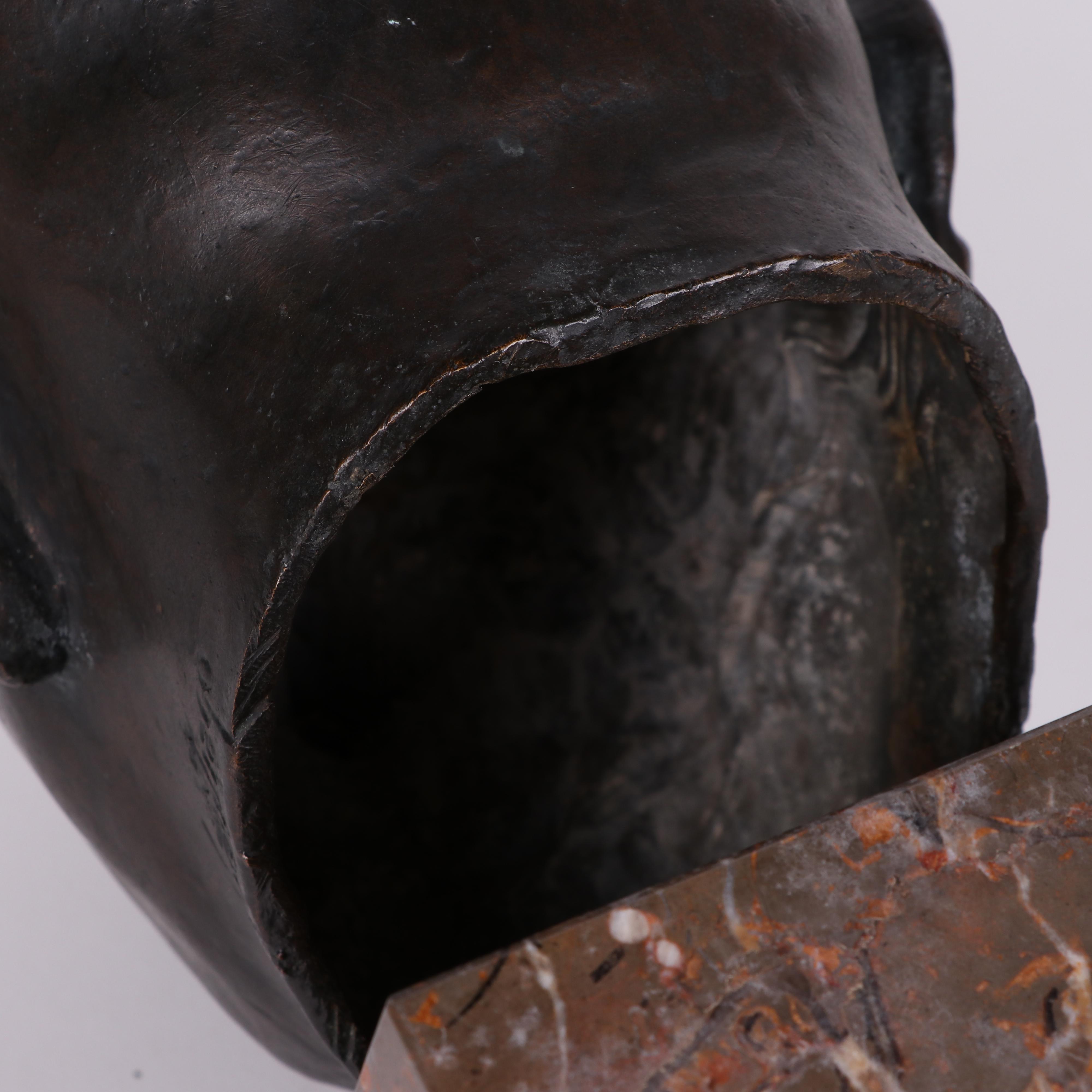 J. Santiago Bronze Bust on Stone Base