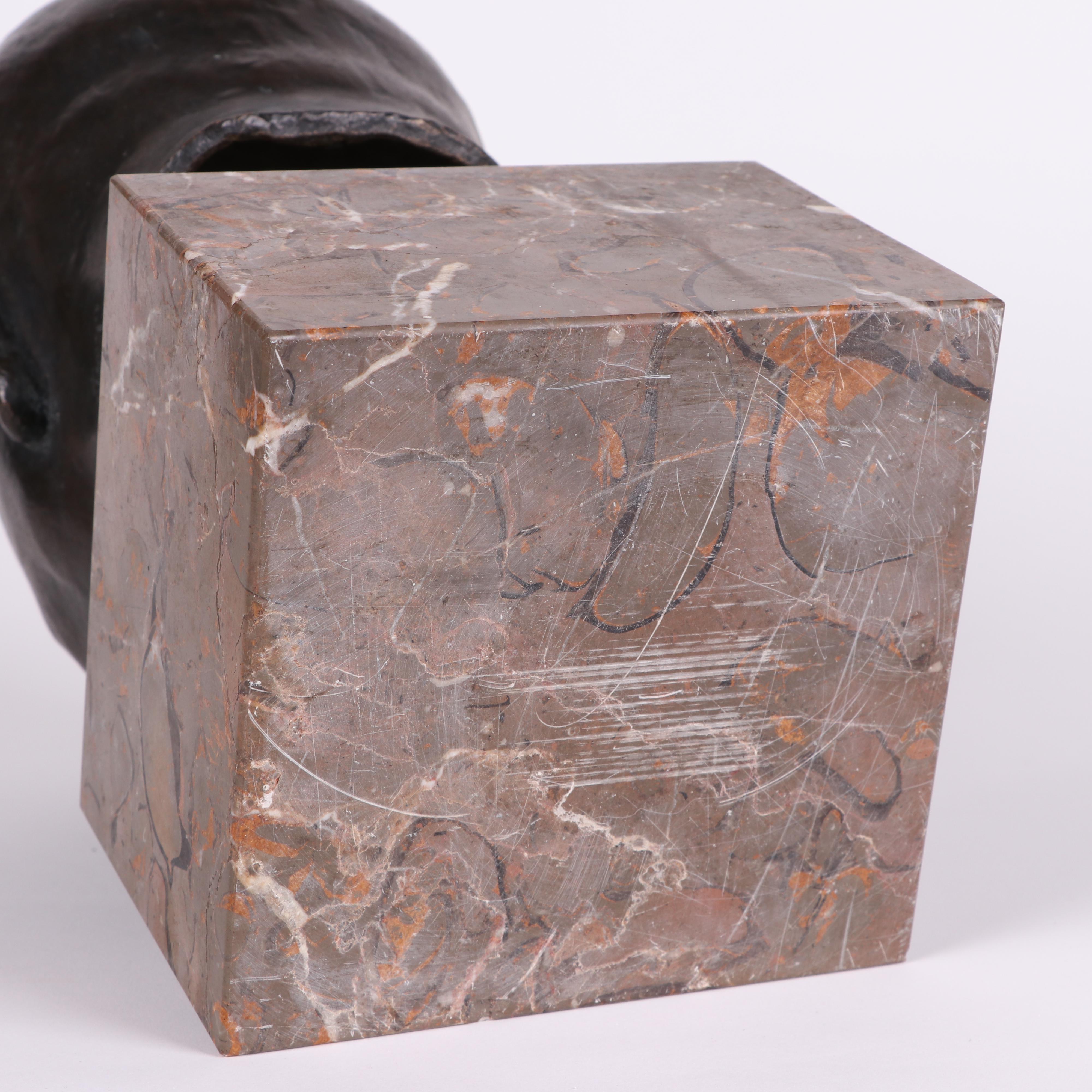 J. Santiago Bronze Bust on Stone Base