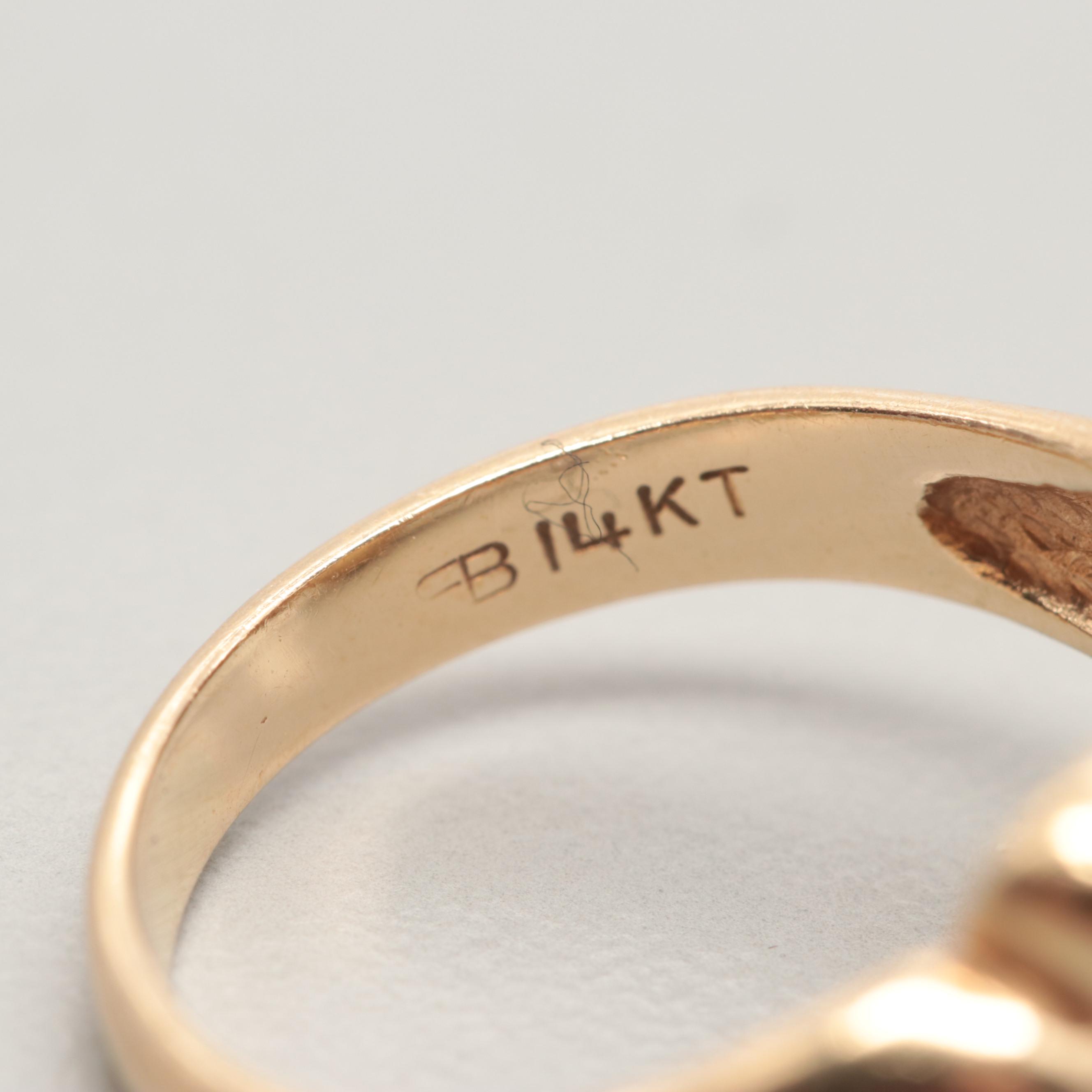 14K Yellow Gold Cultured Pearl Moi et Toi Ring