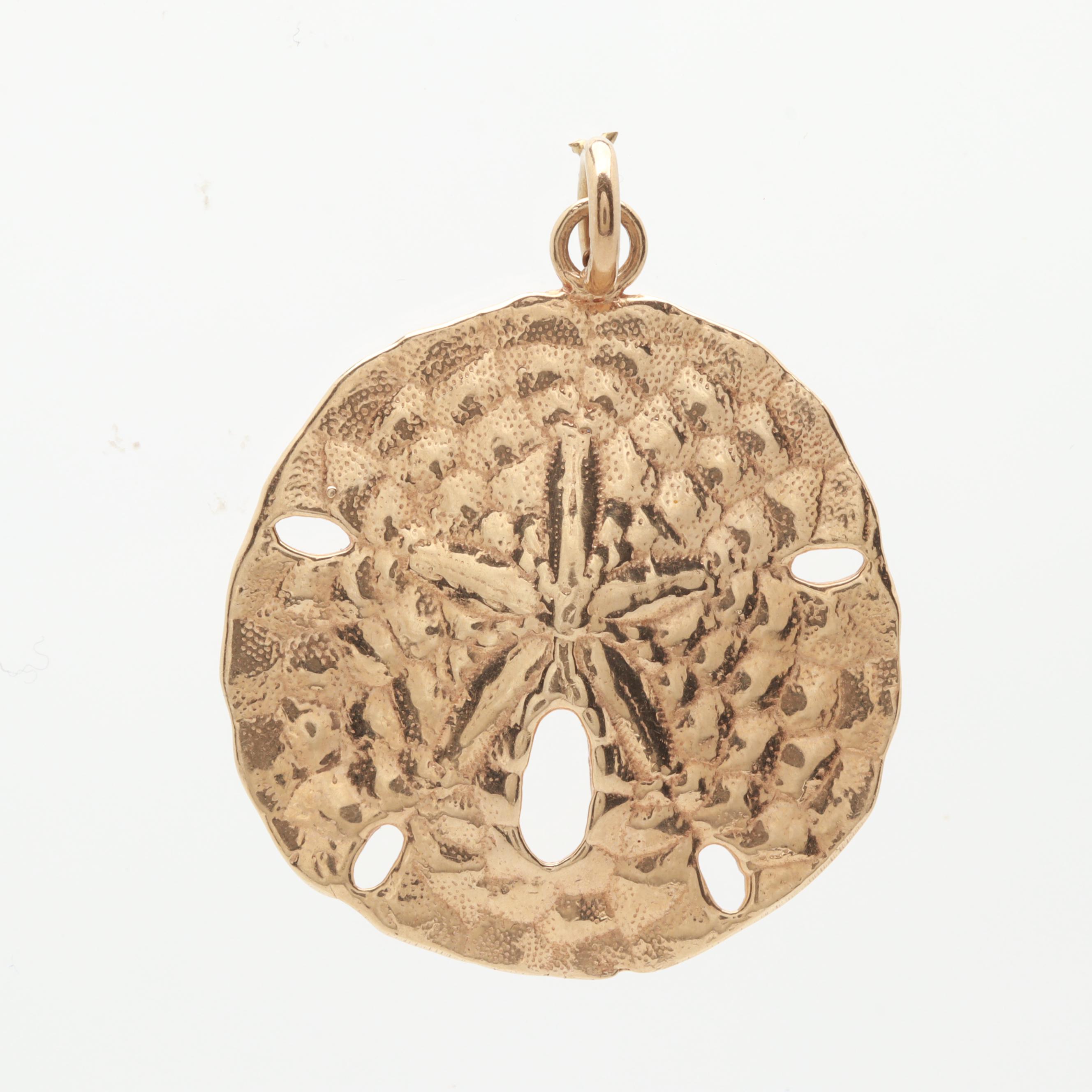 14K Yellow Gold Sand Dollar Pendant