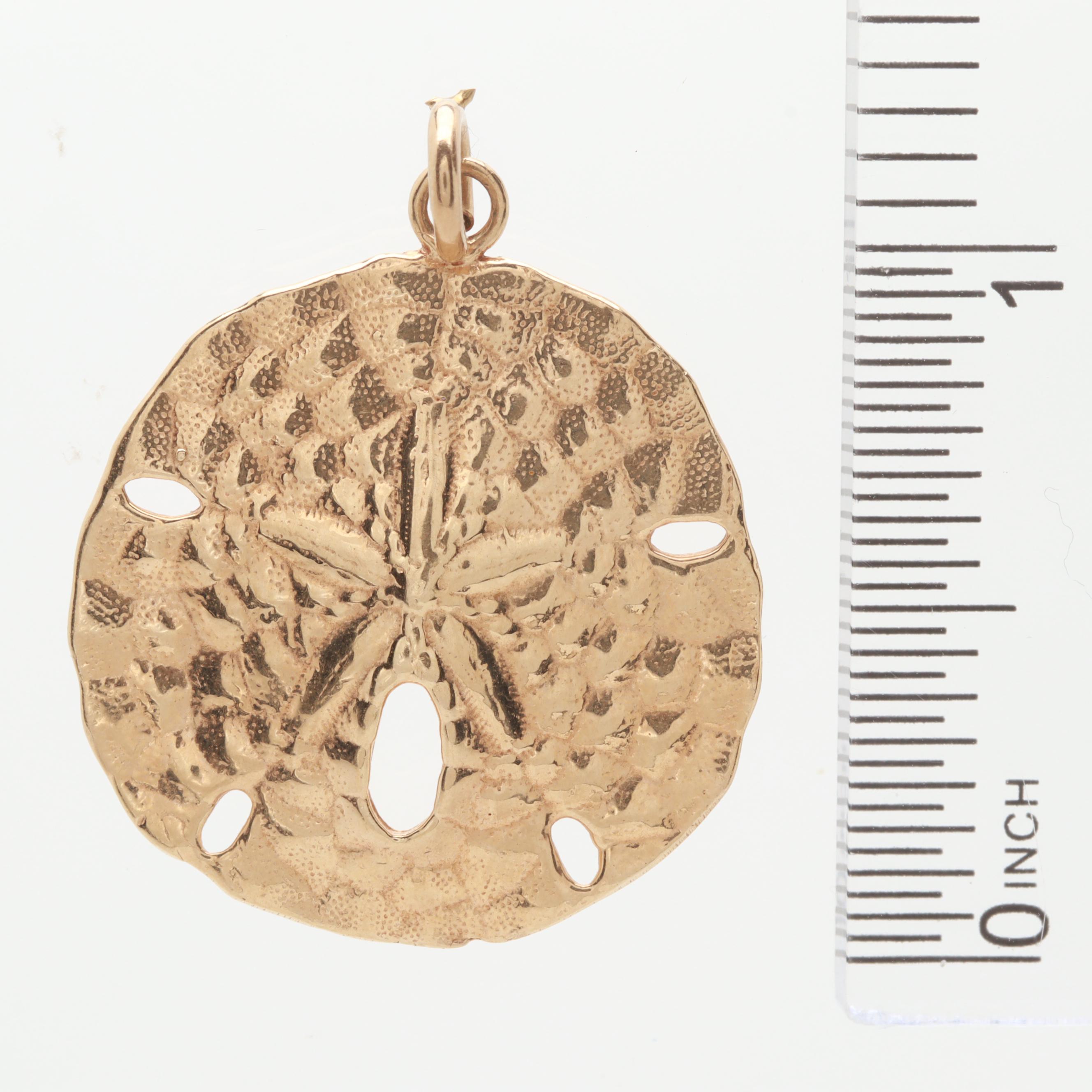 14K Yellow Gold Sand Dollar Pendant