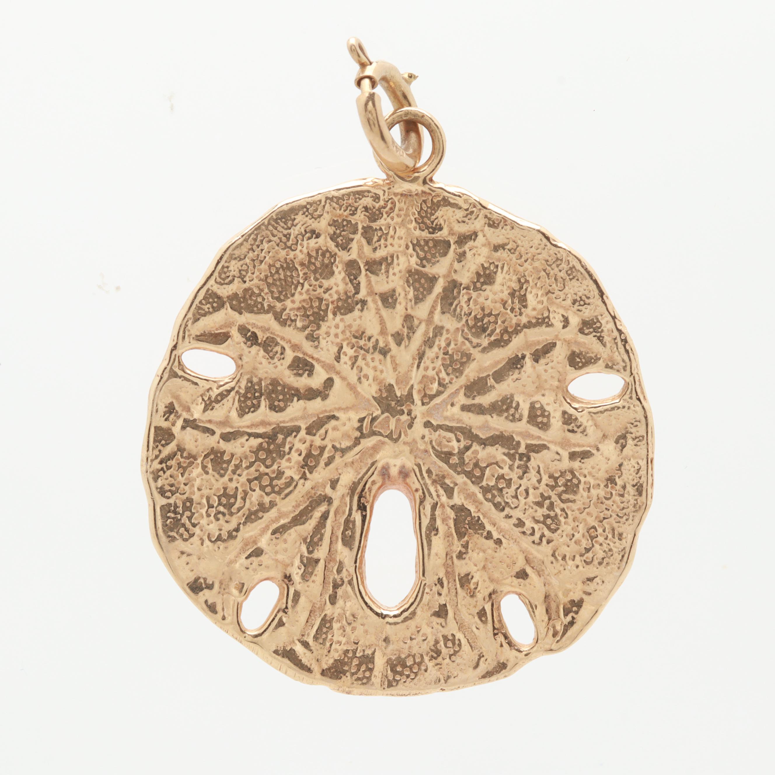14K Yellow Gold Sand Dollar Pendant