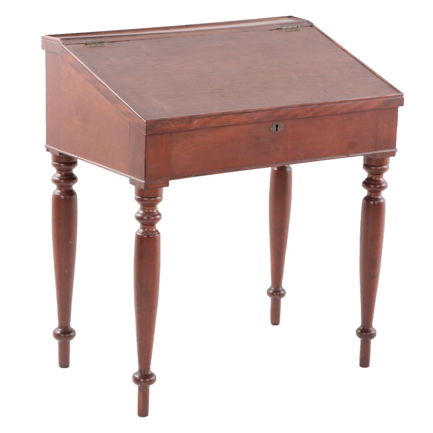 American Cherrywood, Walnut, and Pine Lift-Lid Desk, Late 19th Century
