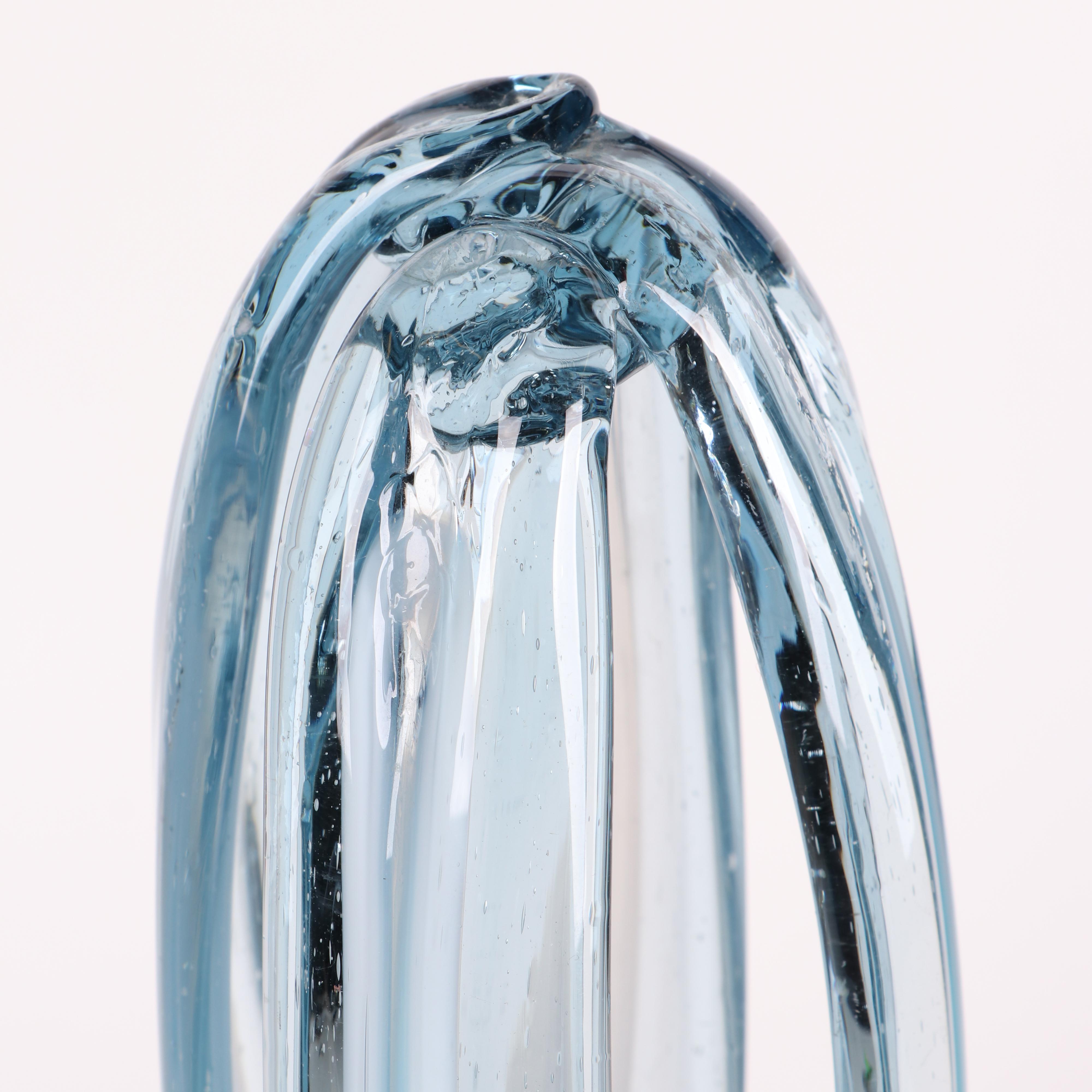 Murano Style Pulled Blown Glass Basket Vase