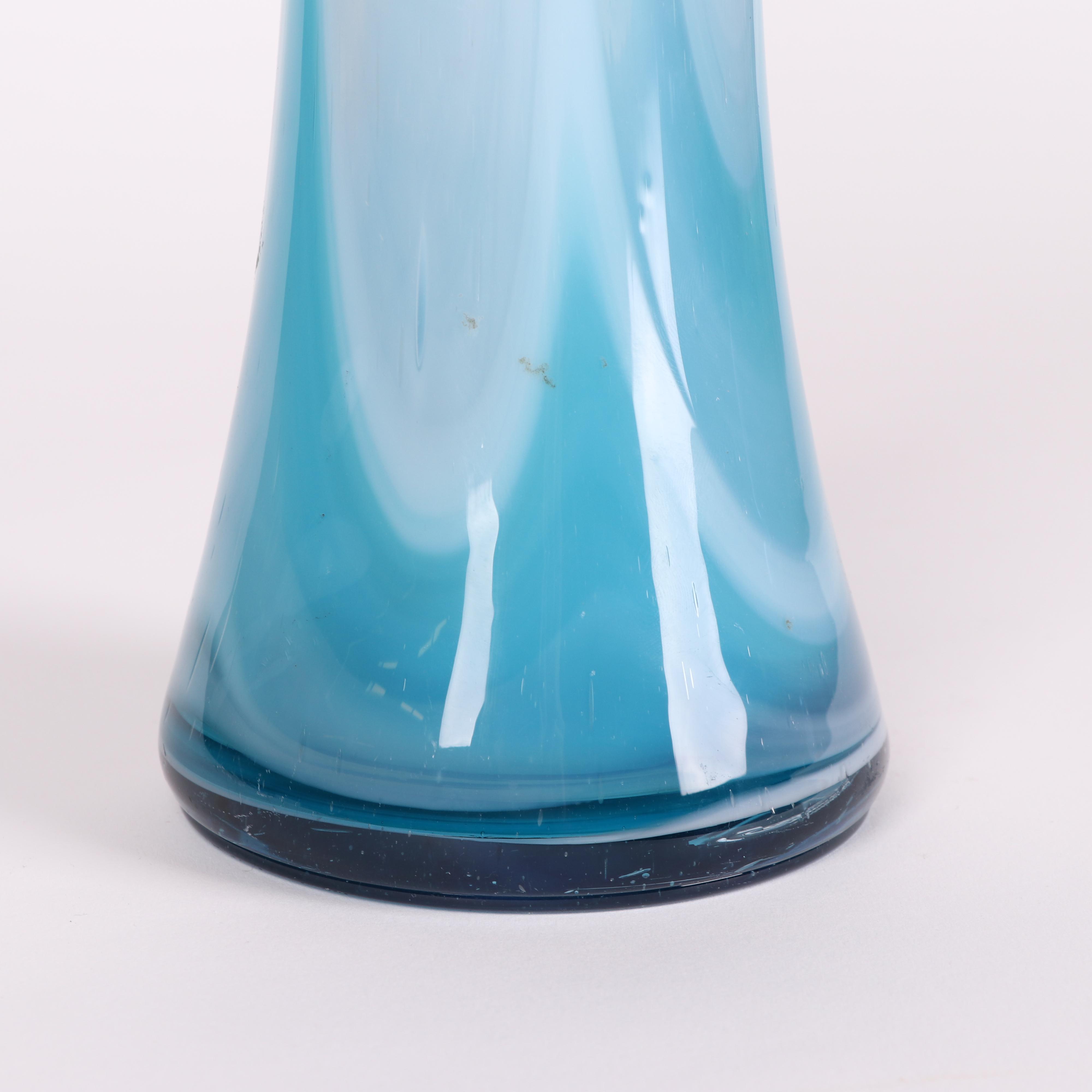 Murano Style Pulled Blown Glass Basket Vase