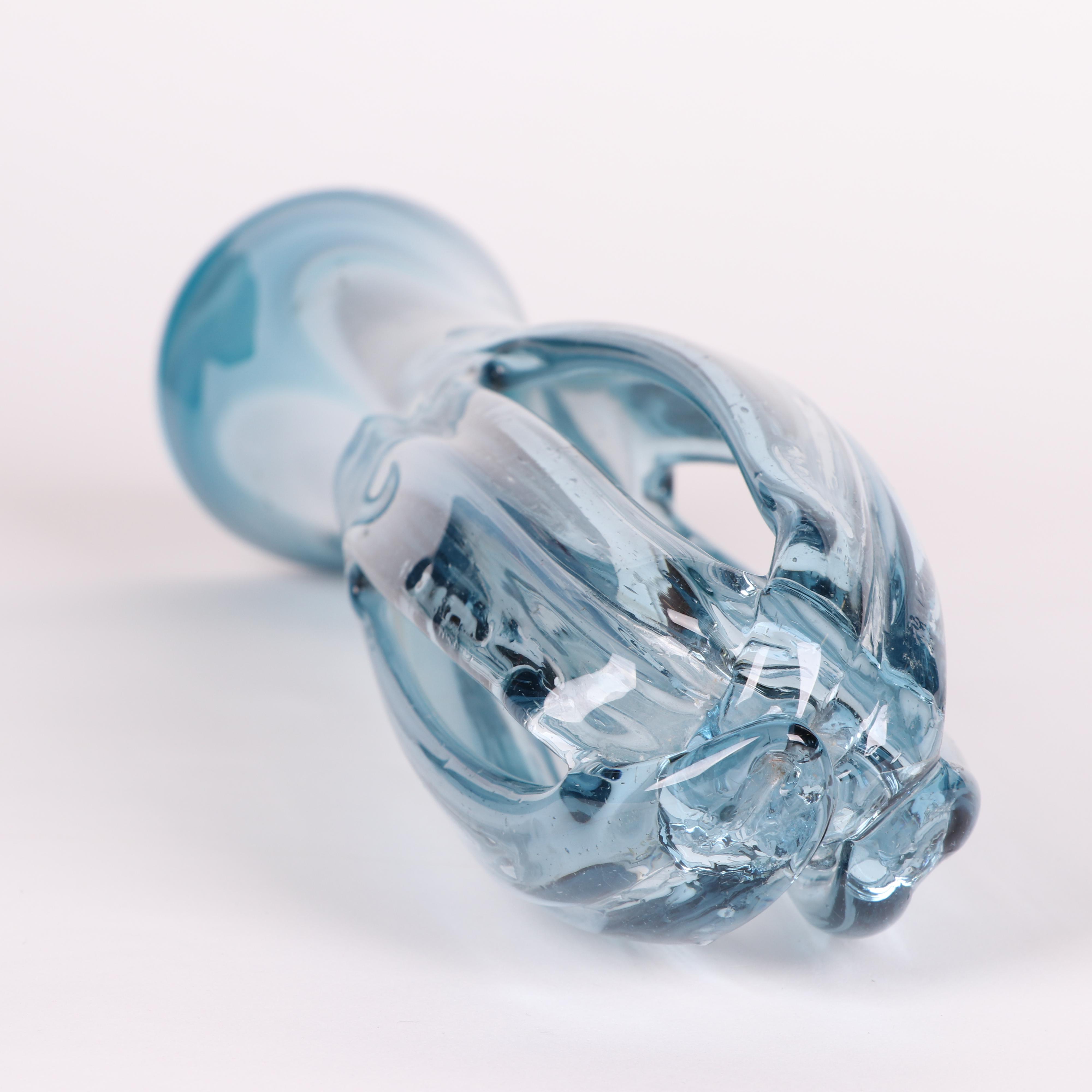 Murano Style Pulled Blown Glass Basket Vase