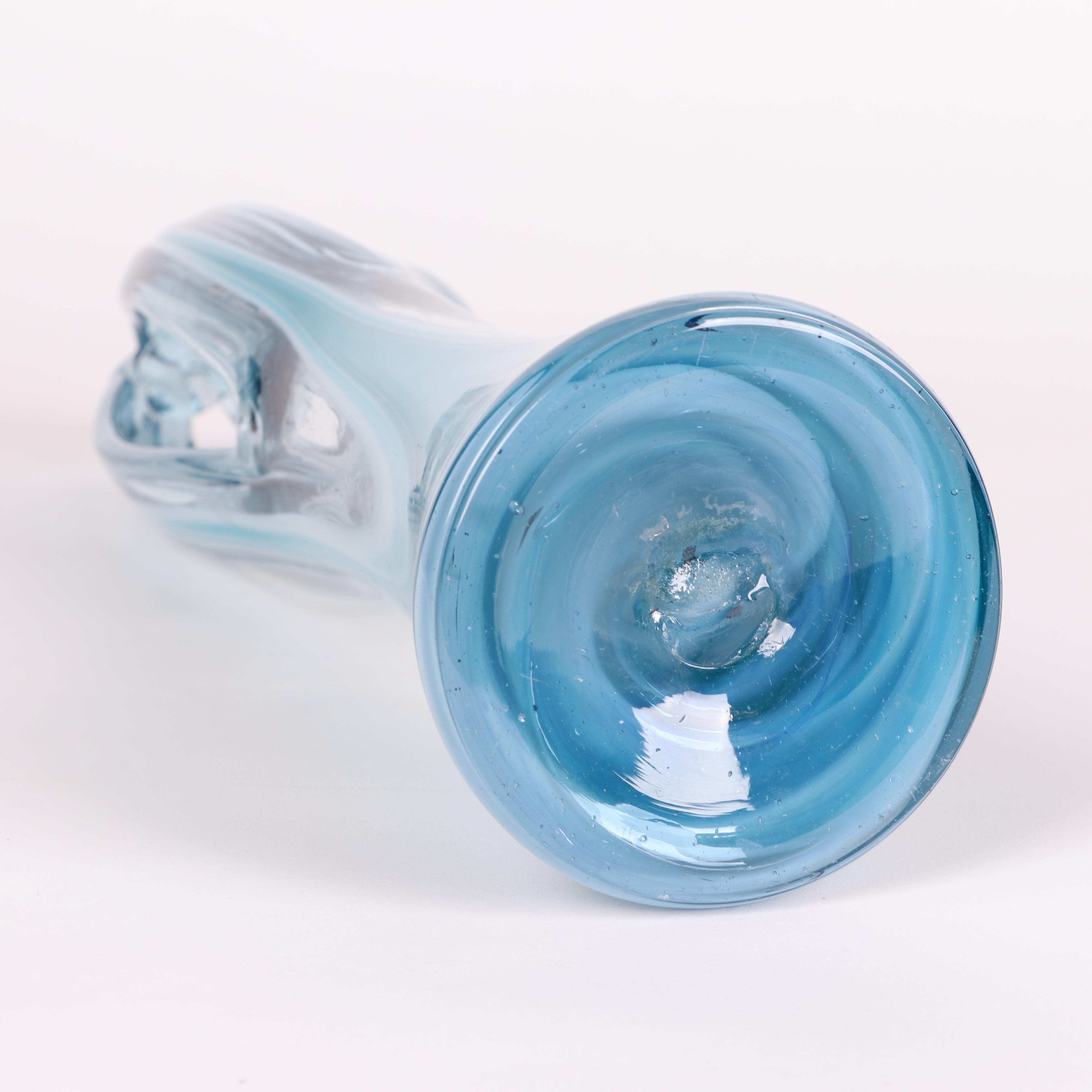 Murano Style Pulled Blown Glass Basket Vase