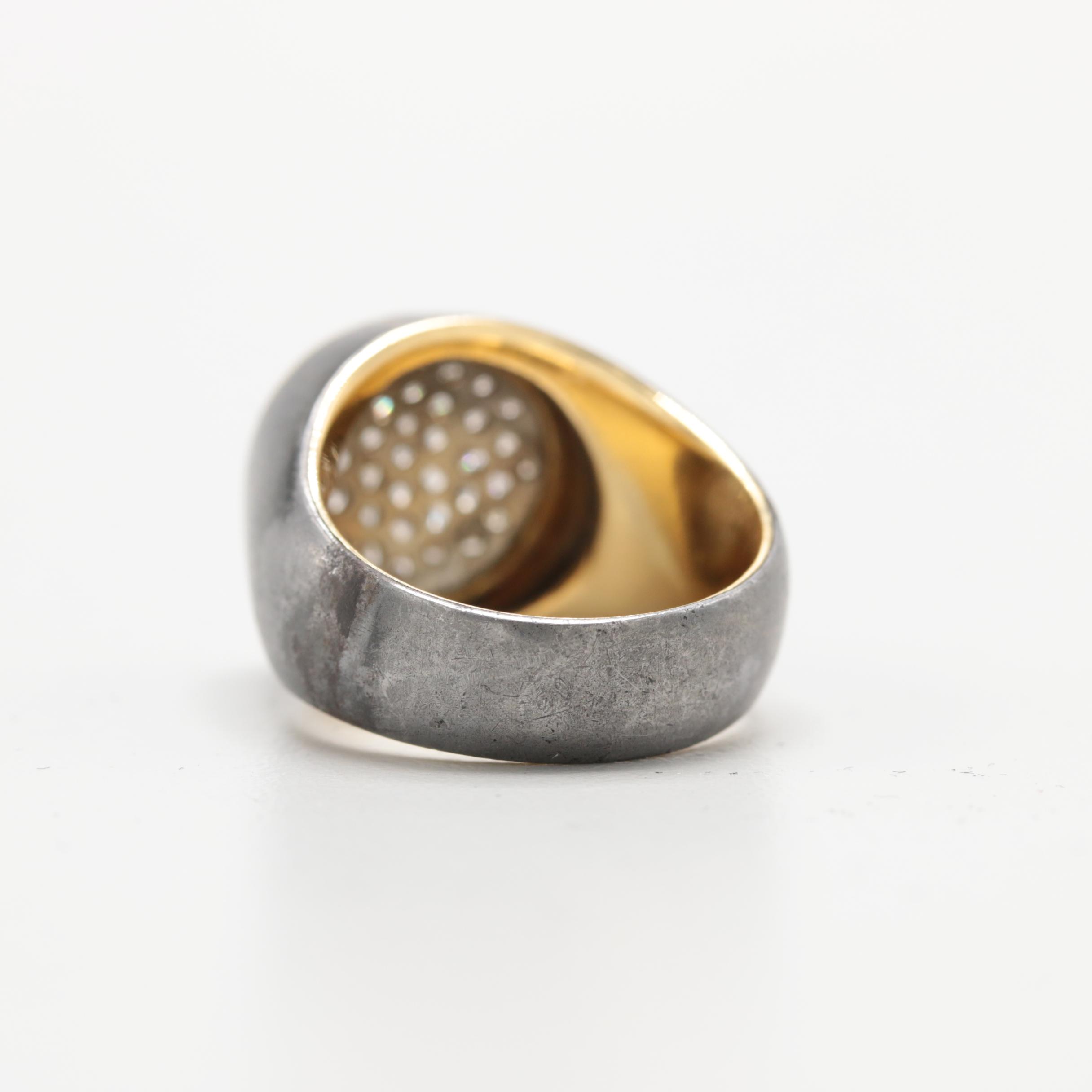 18K Yellow Gold and Iron Diamond Ring