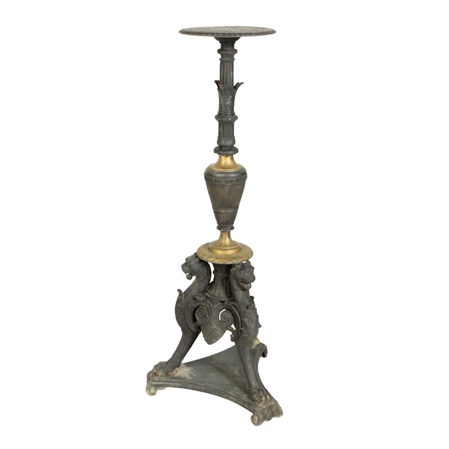 Victorian Renaissance Revival Cast Spelter and Gilt-Brass Pedestal, Circa 1880
