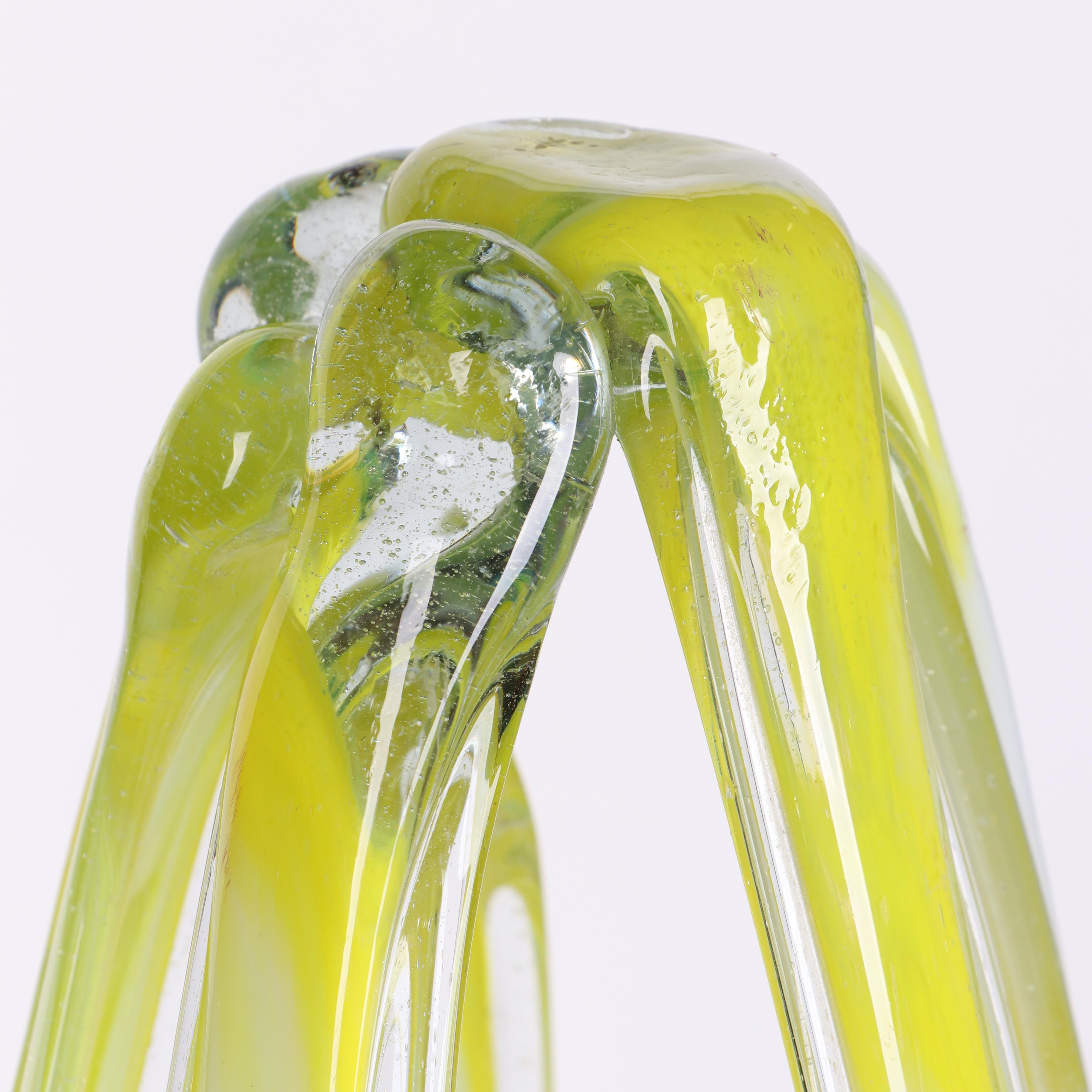 Murano Style Pulled Blown Glass Basket Vase