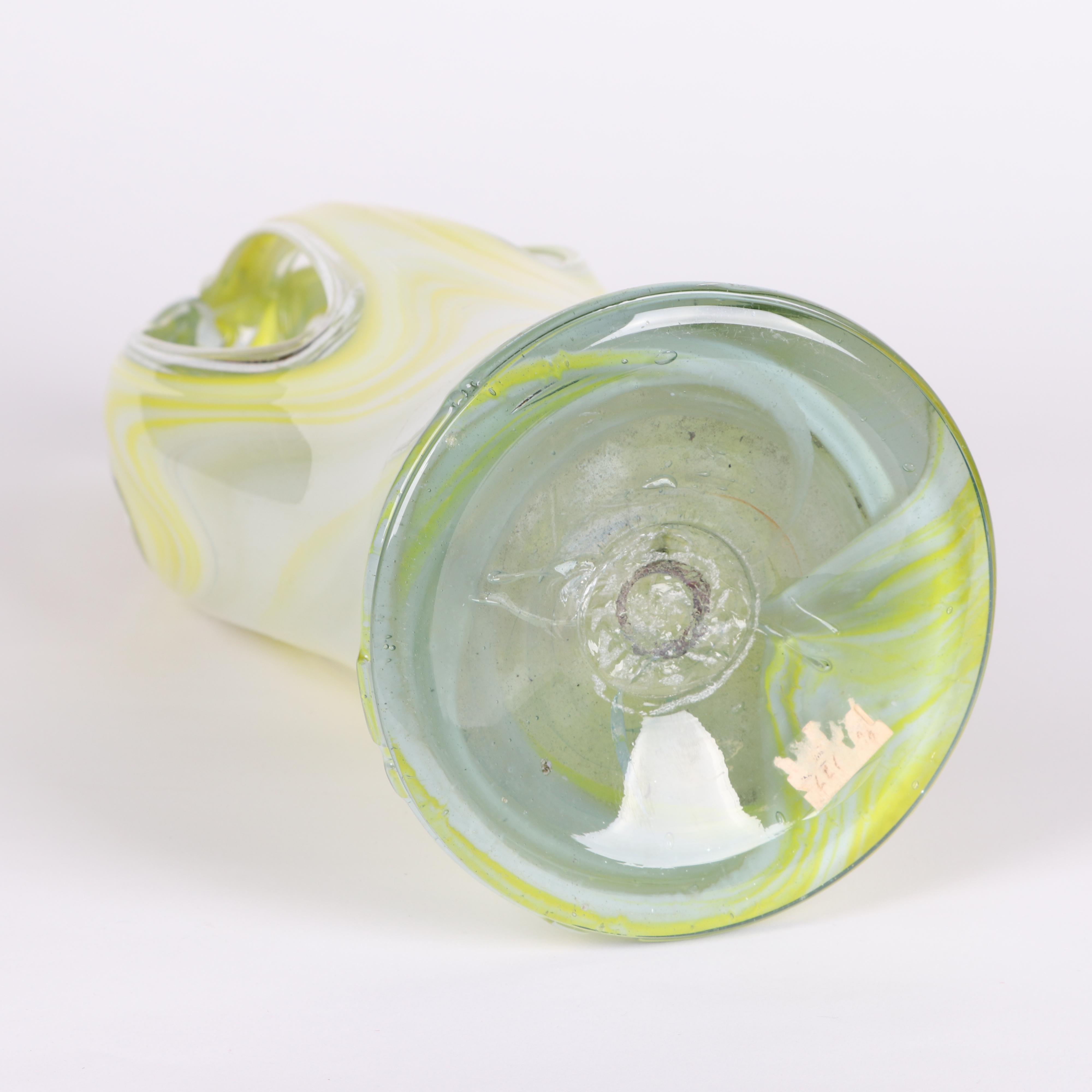 Murano Style Pulled Blown Glass Basket Vase